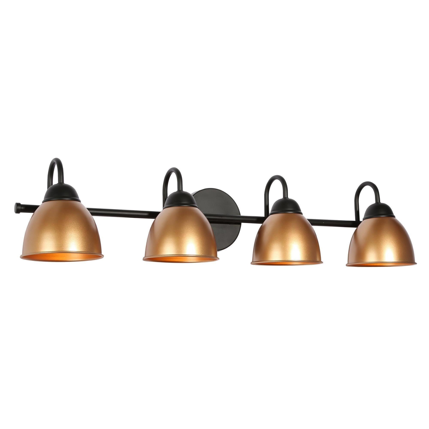 Modern Black Bathroom Vanity Light, 30.5 in. 4-Light Black and Gold Bell Bathroom Vanity Light