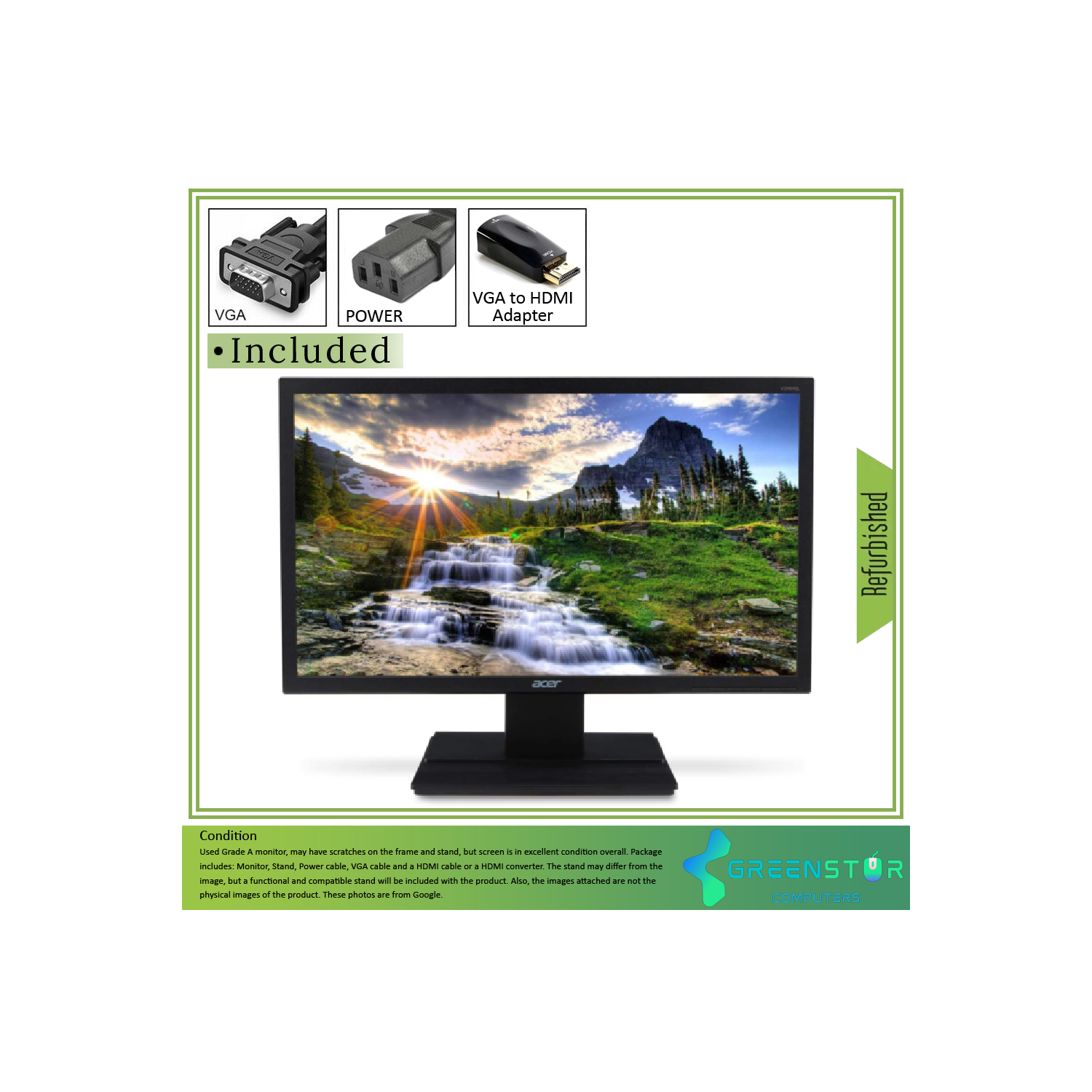 Refurbished Acer V206HQL Abd 19.5" 1600 x 900 LED Backlit LCD Monitor