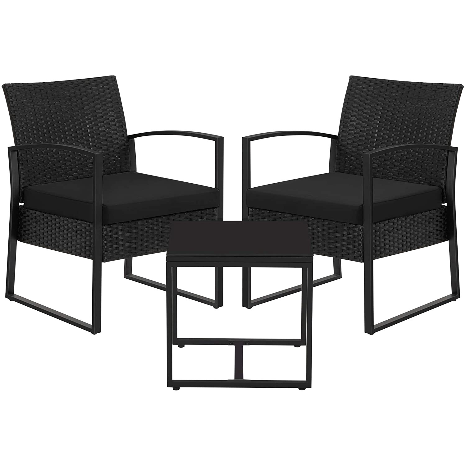 Songmics 3-Piece Resin Wicker Bistro Set - Black