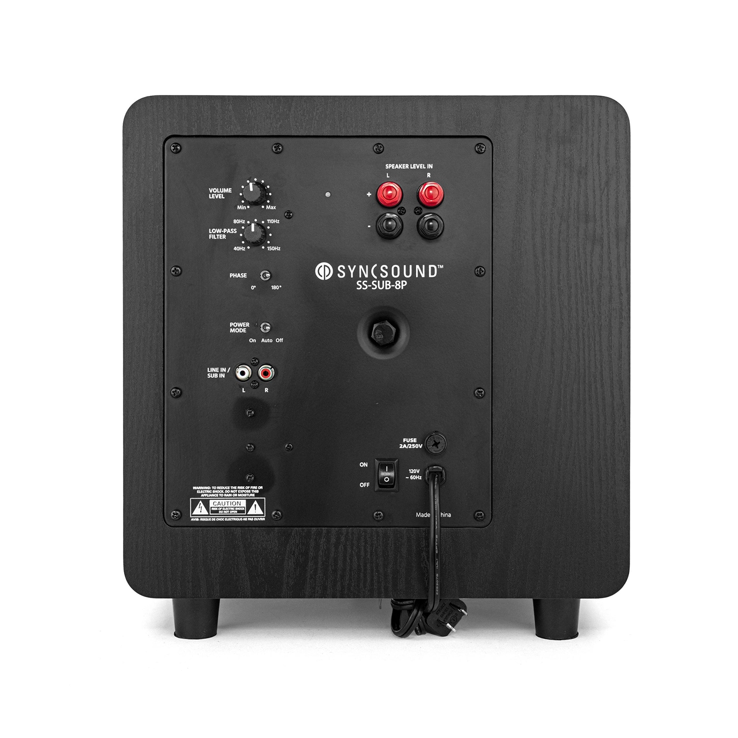 Haut-parleur d’extrêmes graves amplifié SyncSound 8 po 100 W, noir SS-SUB-8P