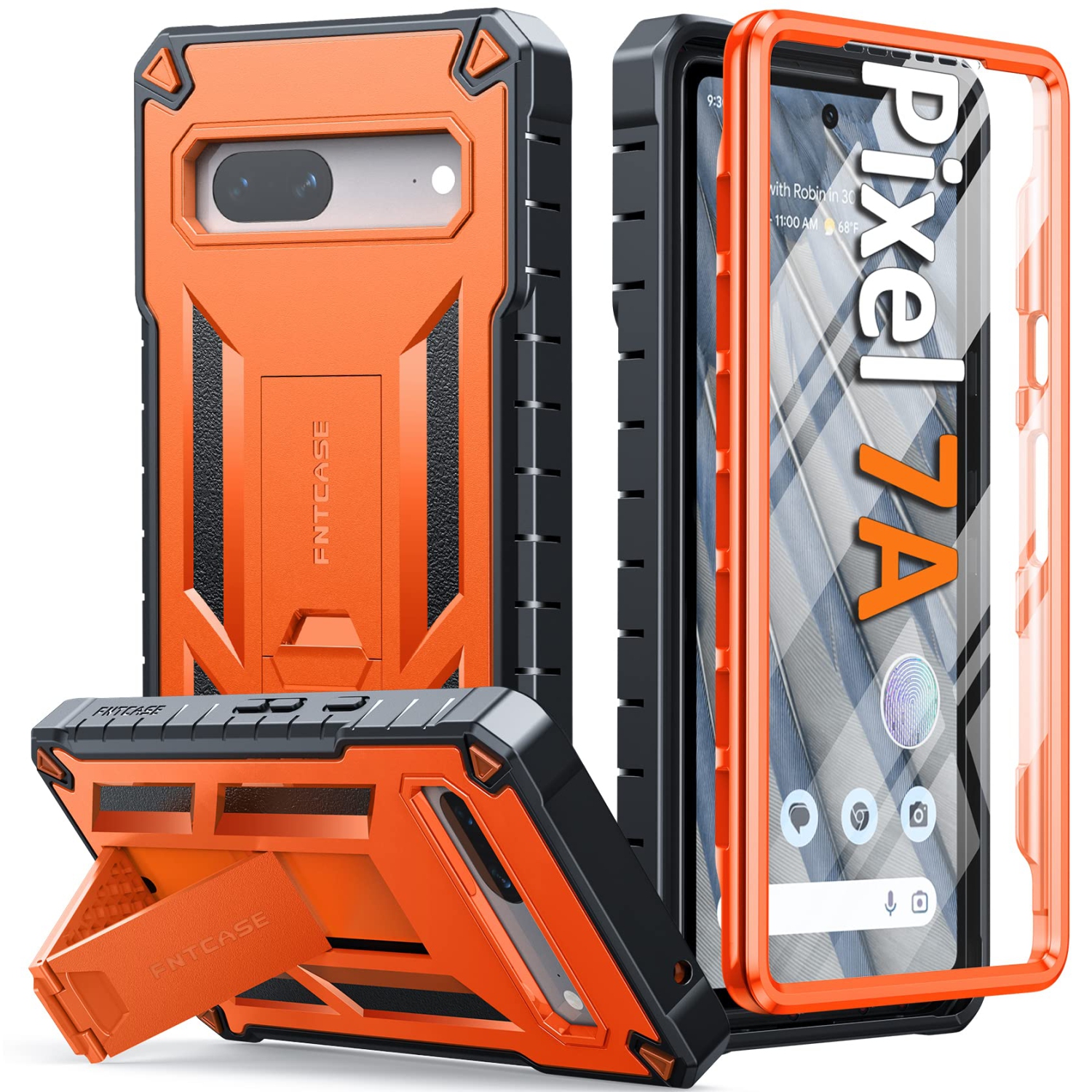 Étui pour Pixel 7A de Google : Étui protecteur robuste de qualité militaire pour téléphone cellulaire avec béquille | Étui antichoc hybride en TPUR