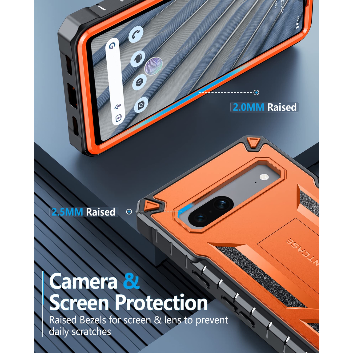 Étui pour Pixel 7A de Google : Étui protecteur robuste de qualité militaire pour téléphone cellulaire avec béquille | Étui antichoc hybride en TPUR