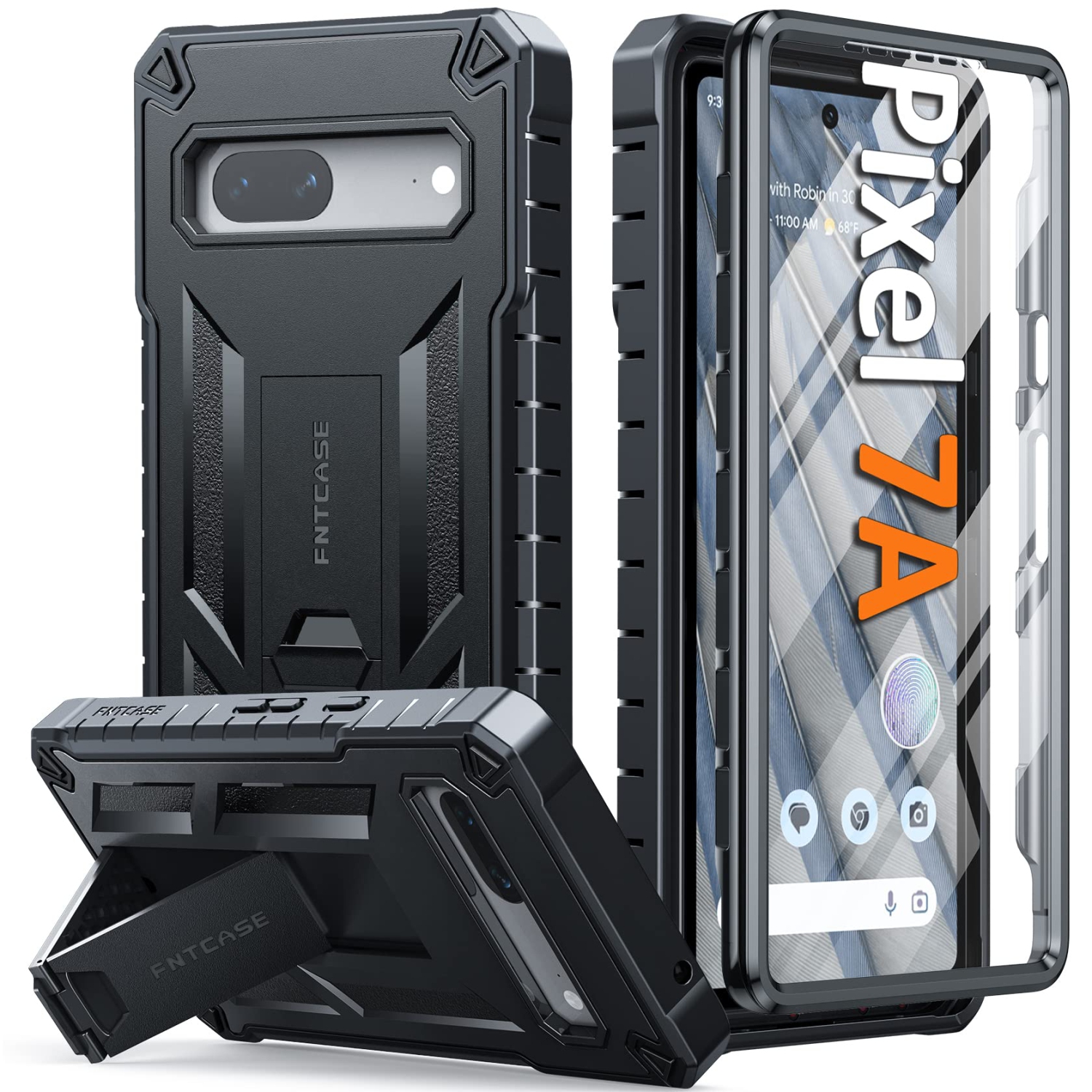 Étui pour Pixel 7A de Google : Étui protecteur robuste de qualité militaire pour téléphone cellulaire avec béquille | Étui antichoc hybride en TPUR