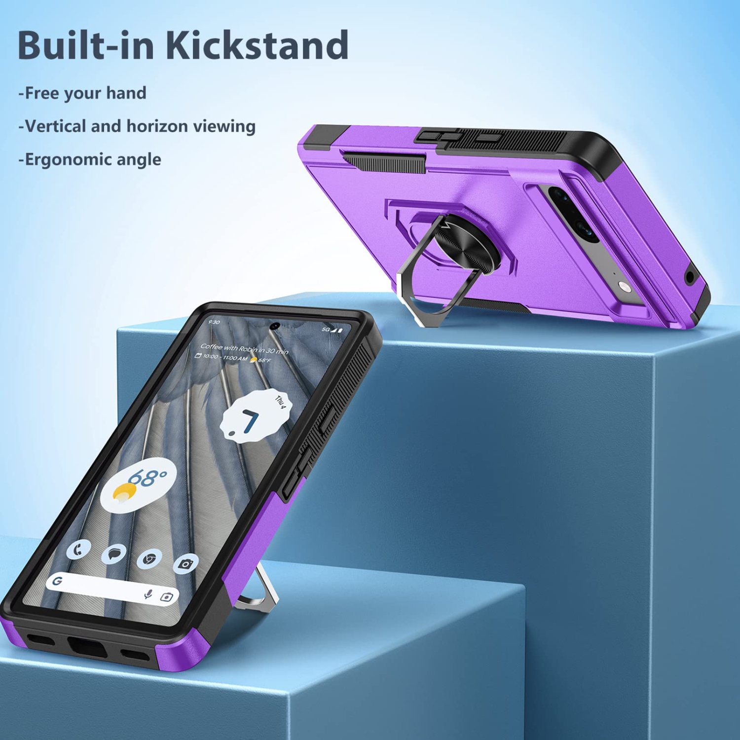 Google Pixel 7a Case: Dual Layer Heavy Duty Drop Proof Cell Phone Protective Cover | Magnetism RingKickstand | Shockproof Rubber Layer | Non Slip