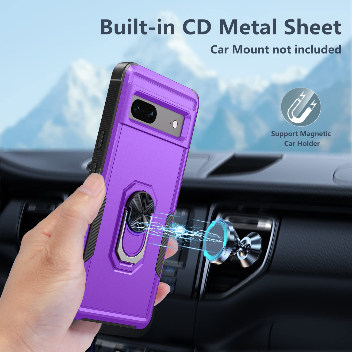 Google Pixel 7a Case: Dual Layer Heavy Duty Drop Proof Cell Phone Protective Cover | Magnetism RingKickstand | Shockproof Rubber Layer | Non Slip