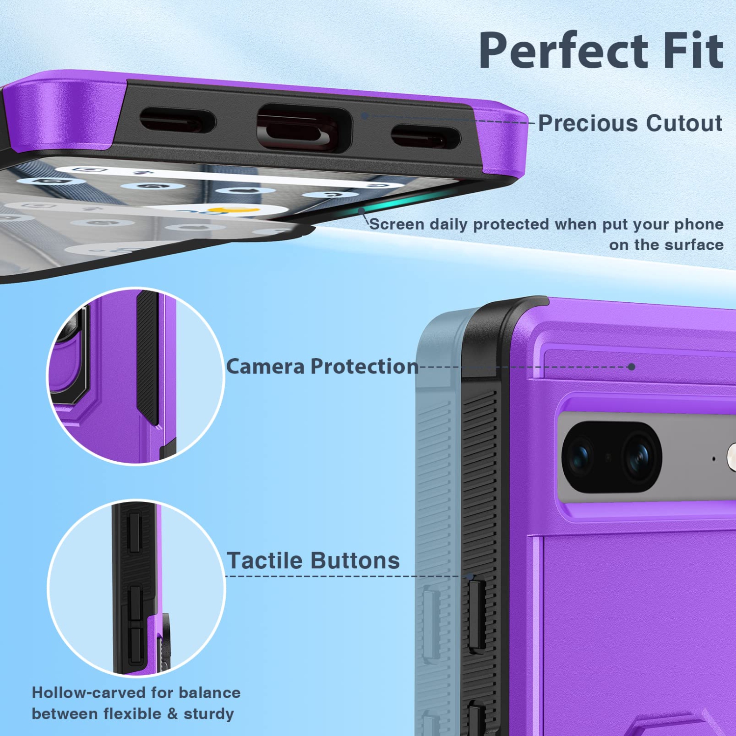 Google Pixel 7a Case: Dual Layer Heavy Duty Drop Proof Cell Phone Protective Cover | Magnetism RingKickstand | Shockproof Rubber Layer | Non Slip