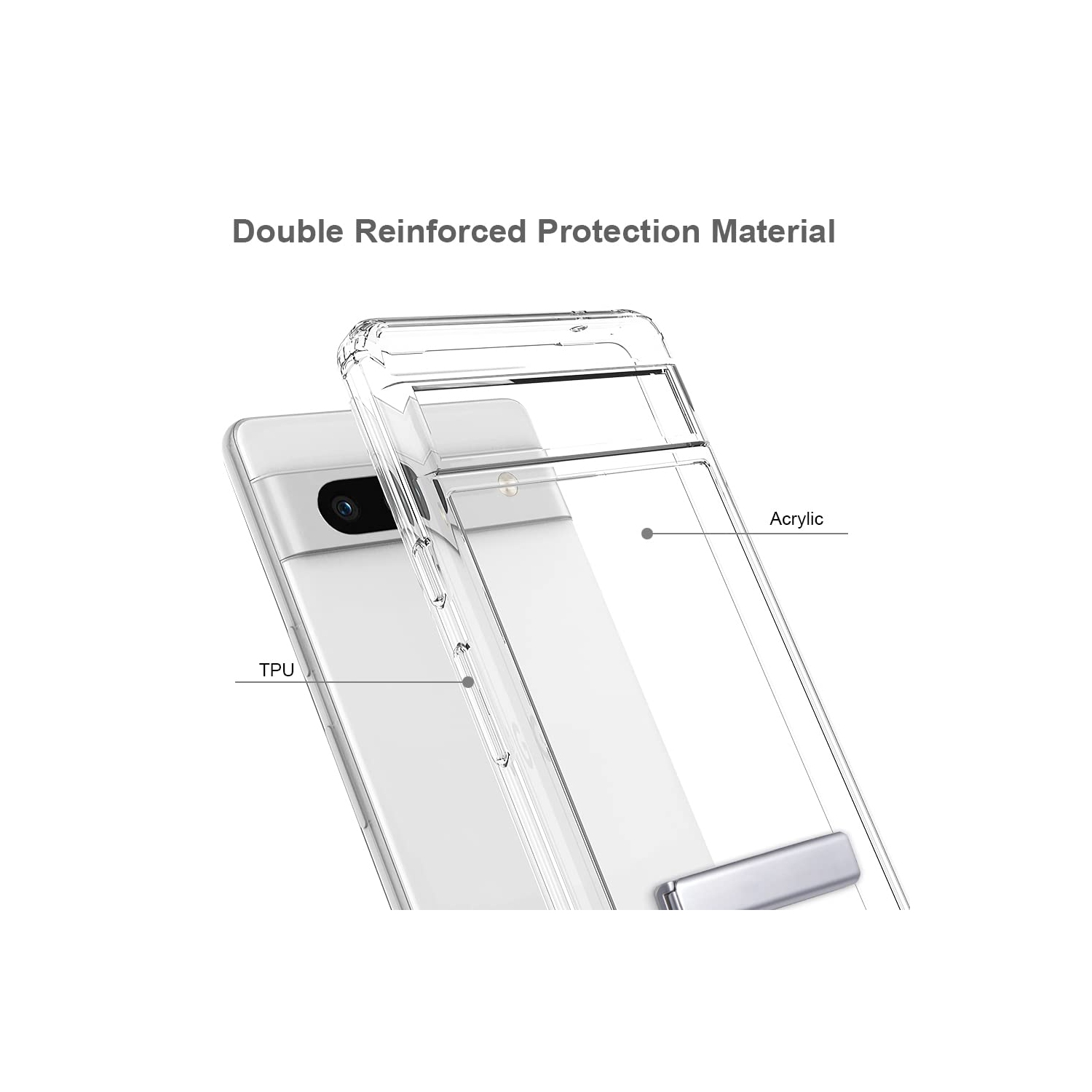 Étui avec béquille Pixel 7A de Google, étui transparent Pixel 7A, support métal, béquille TPU, béquille arrière, étui antichoc, 1 Pixel 7A et prot.