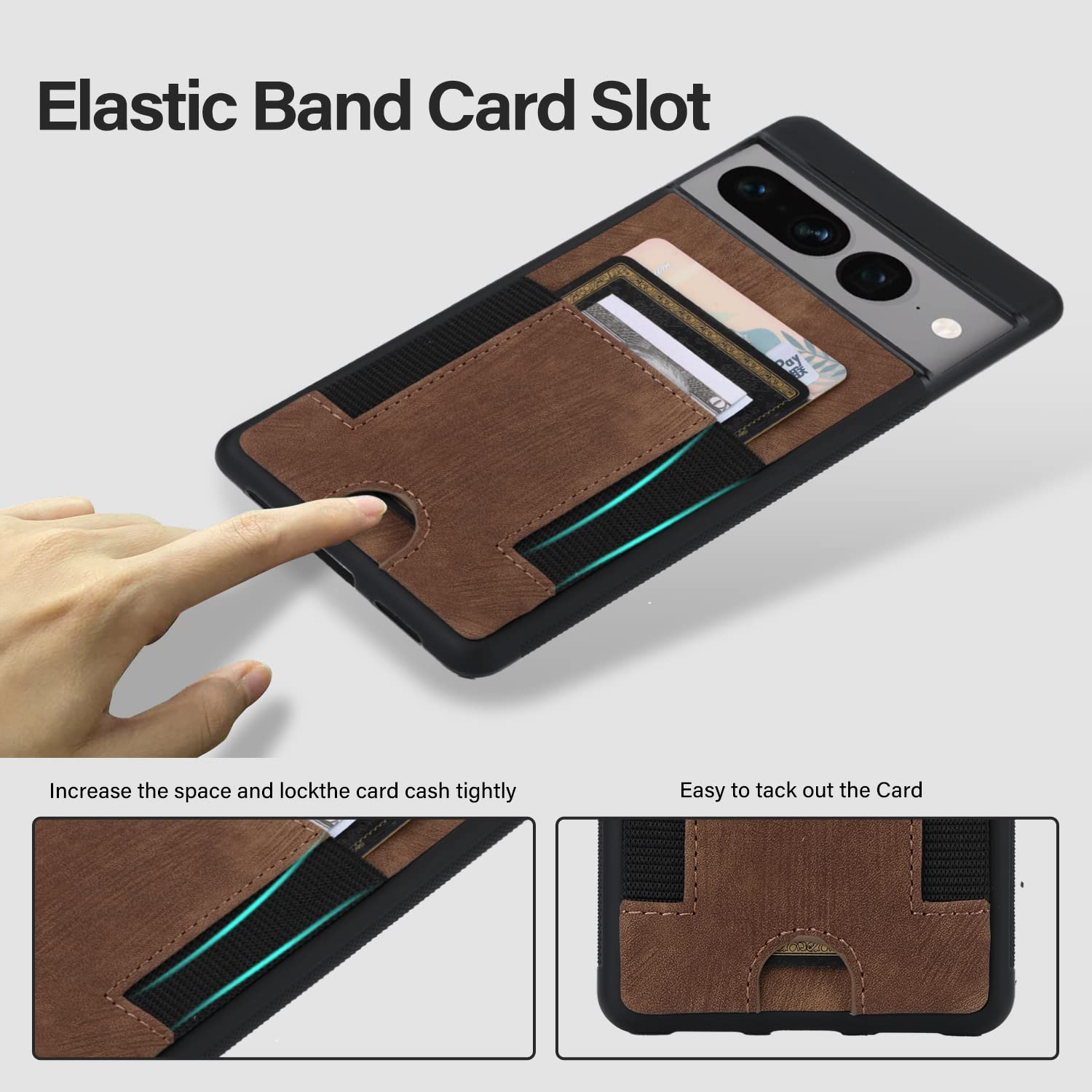 Google Pixel 7A Case Leather Wallet, Pixel 7A Wallet case with Card Slots PU Leather Card Holder Rugged Non-Slip Full Body Drop Protector Back case