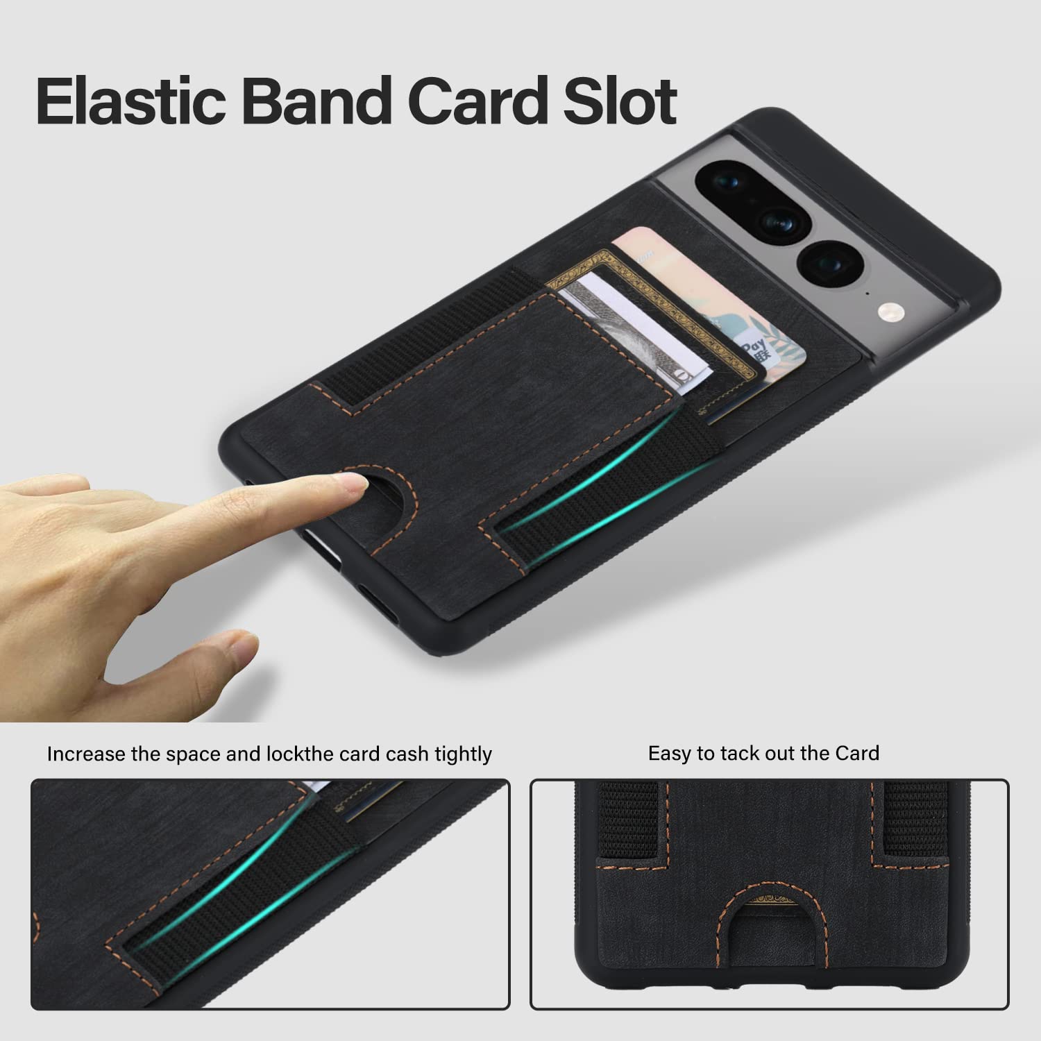 Google Pixel 7A Case Leather Wallet, Pixel 7A Wallet case with Card Slots PU Leather Card Holder Rugged Non-Slip Full Body Drop Protector Back case