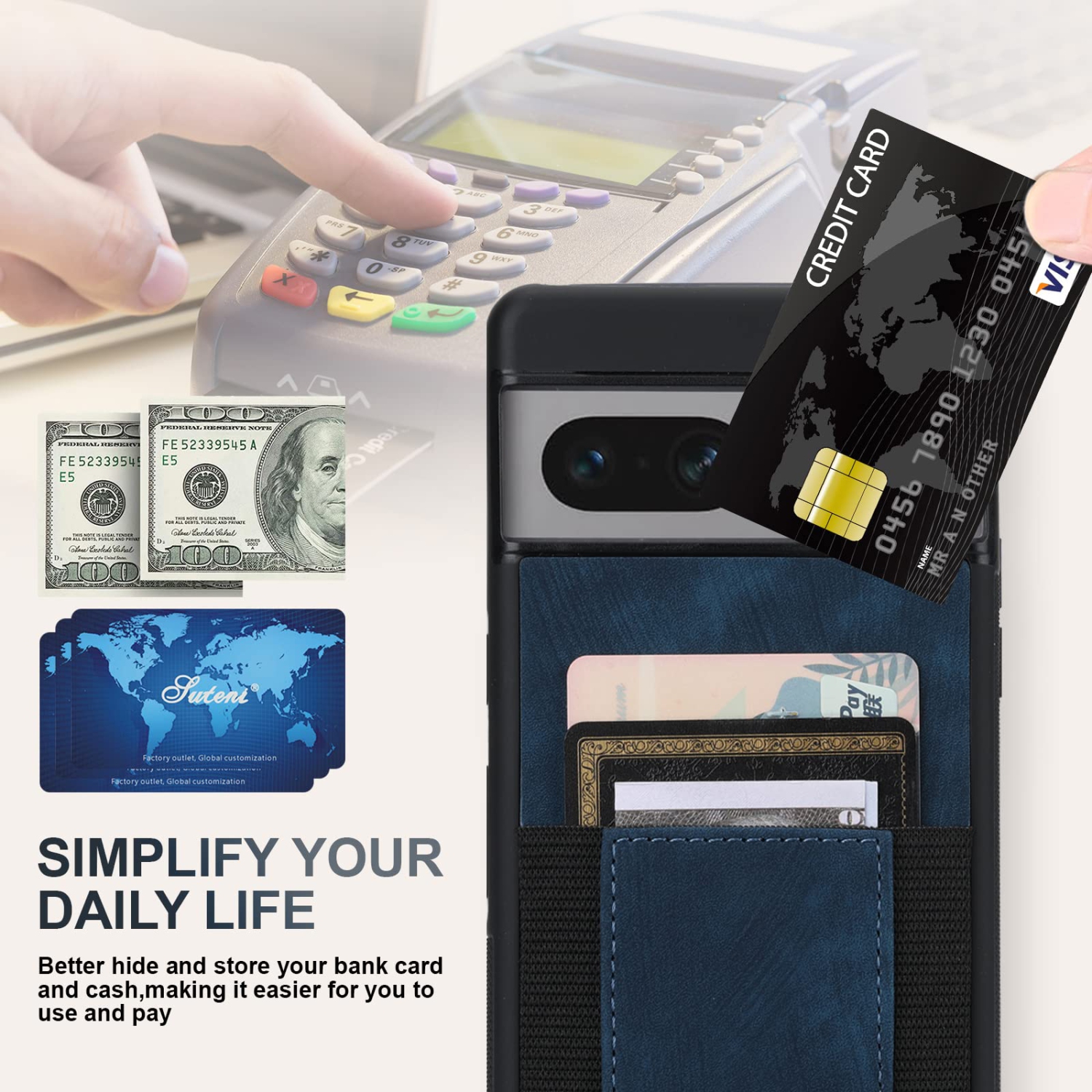 Google Pixel 7A Case Leather Wallet, Pixel 7A Wallet case with Card Slots PU Leather Card Holder Rugged Non-Slip Full Body Drop Protector Back case