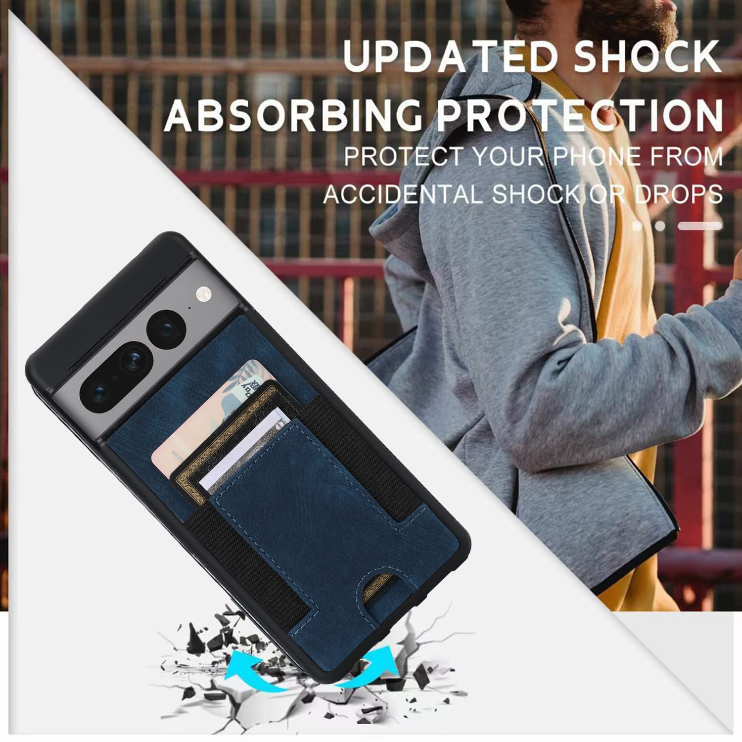 Google Pixel 7A Case Leather Wallet, Pixel 7A Wallet case with Card Slots PU Leather Card Holder Rugged Non-Slip Full Body Drop Protector Back case