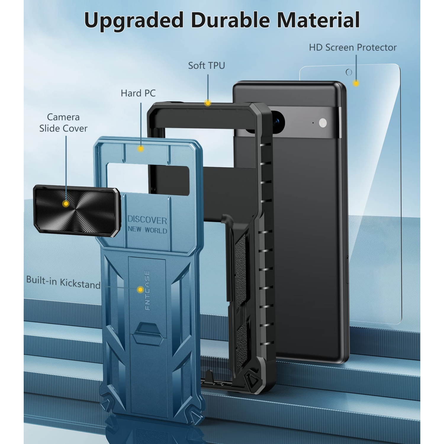 Étui pour Pixel 7a de Google : Étui protecteur robuste pour téléphone, protection antichoc, TPU hybride, résistant aux chutes, étui rigide robuste