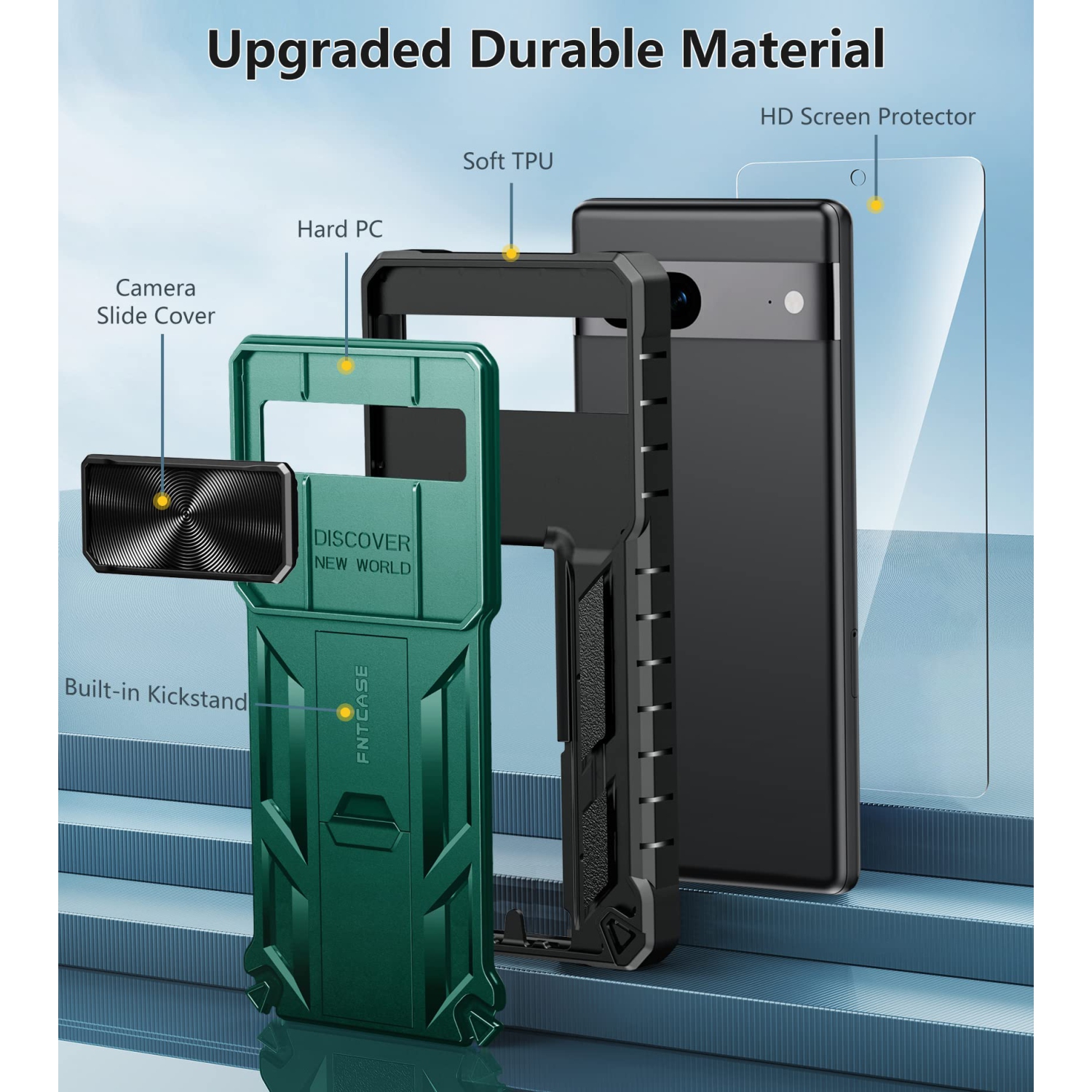 Étui pour Pixel 7a de Google : Étui protecteur robuste pour téléphone, protection antichoc, TPU hybride, résistant aux chutes, étui rigide robuste