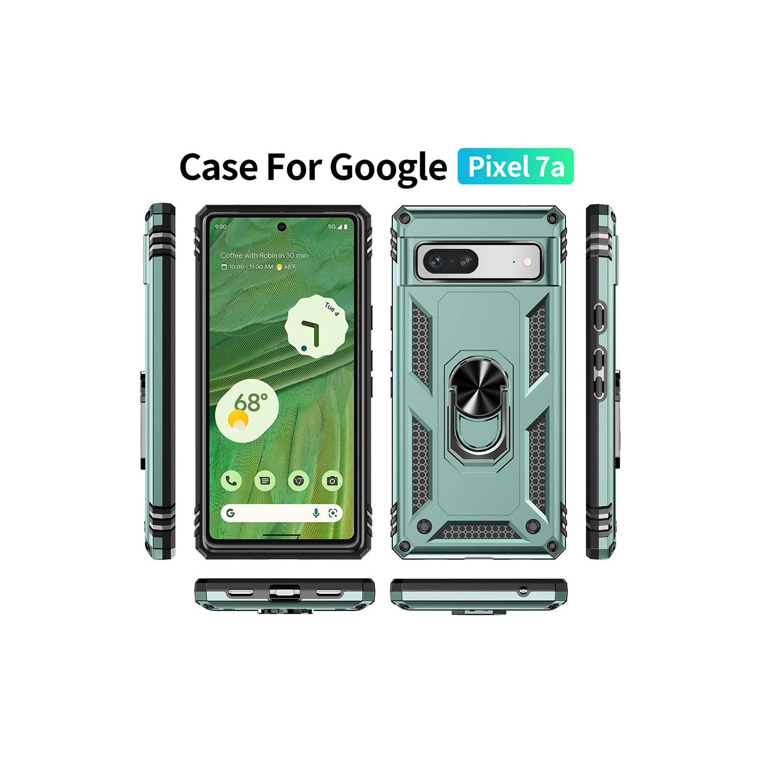 Pour Pixel 7a, étui Google Pixel 7A avec protecteur d'écran HD, 16 pi, qualité militaire Étui protecteur antichoc à anneau testé pour le Pixel 7a de