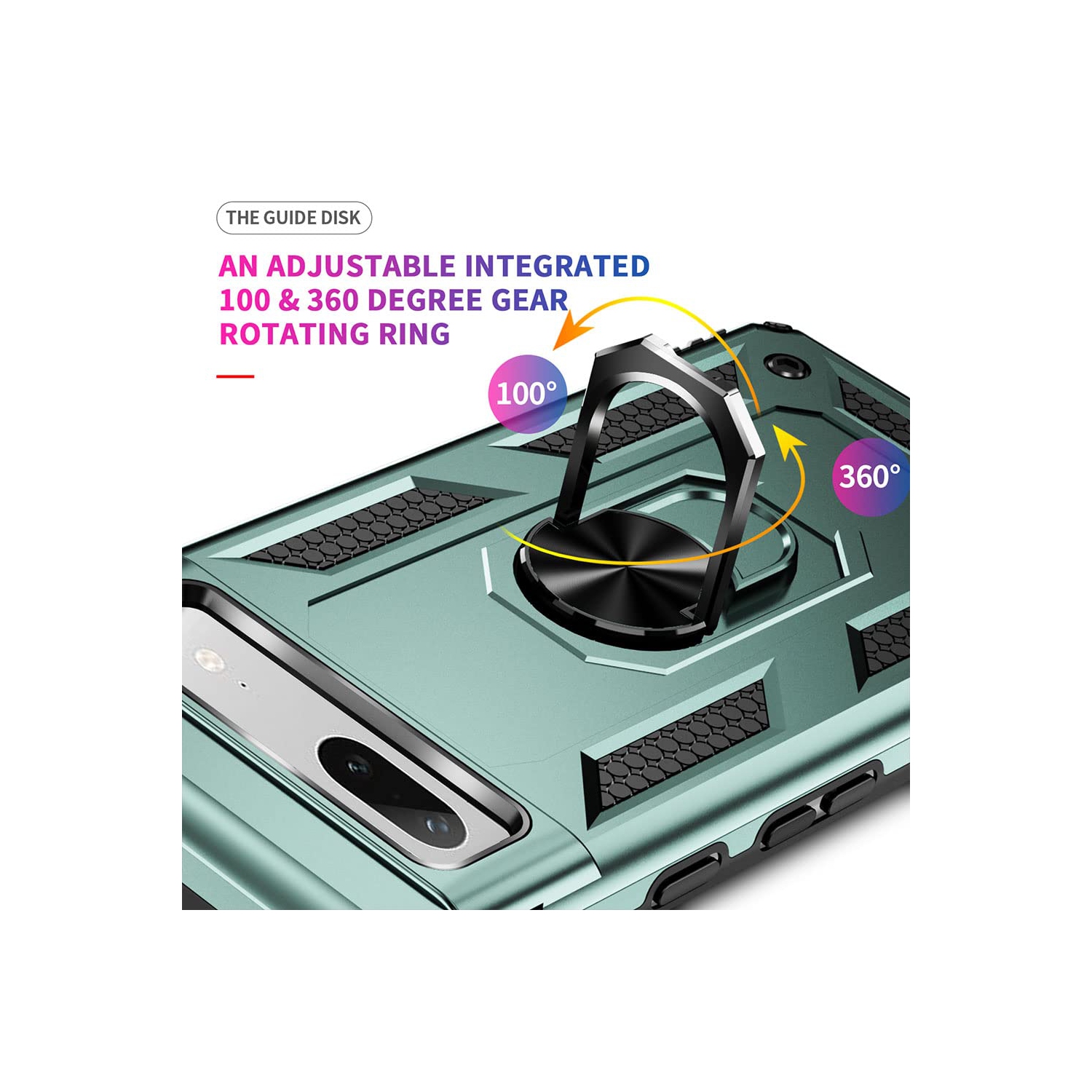 Pour Pixel 7a, étui Google Pixel 7A avec protecteur d'écran HD, 16 pi, qualité militaire Étui protecteur antichoc à anneau testé pour le Pixel 7a de