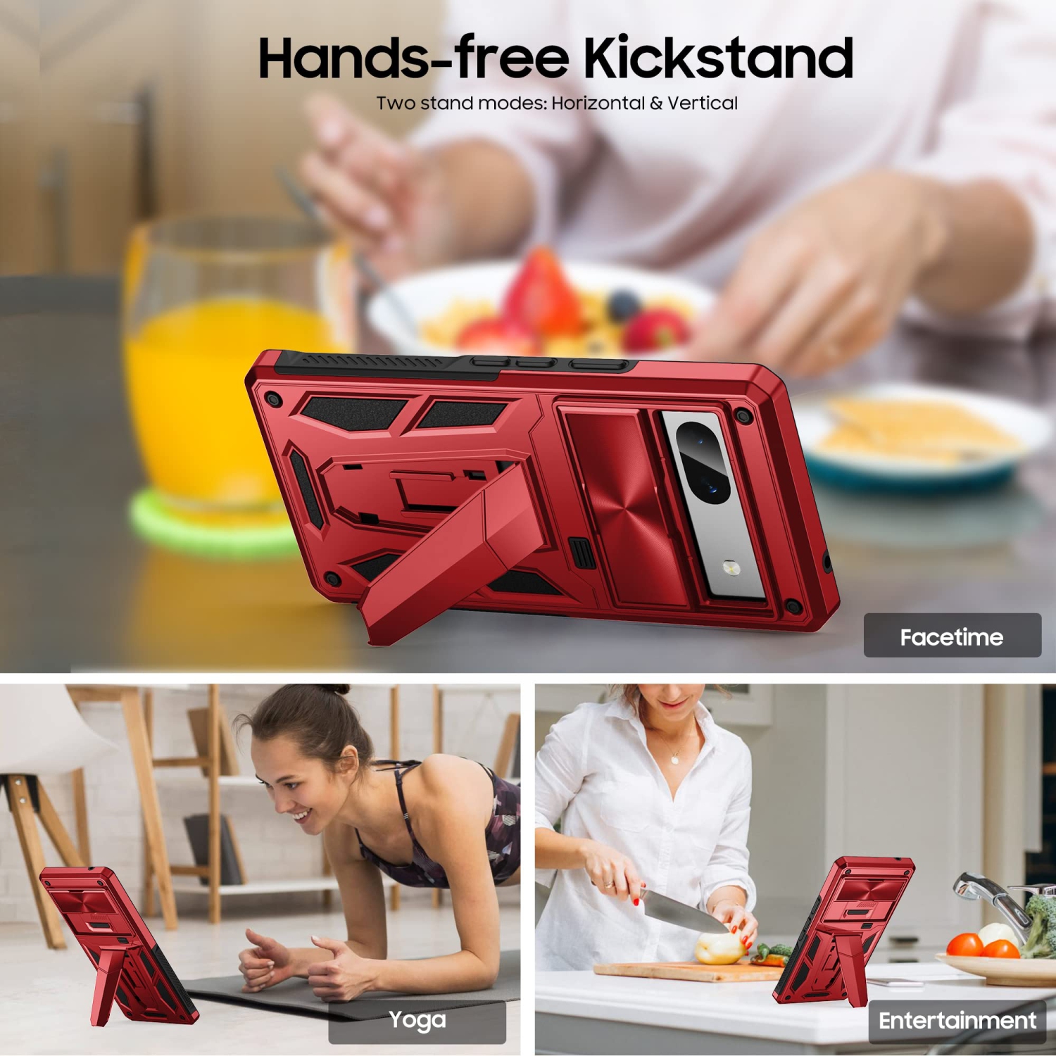 Military Armor Series Case for Google Pixel 7A?Build-in Kickstand & Camera Protection Sliding Cover with Screen Protector -