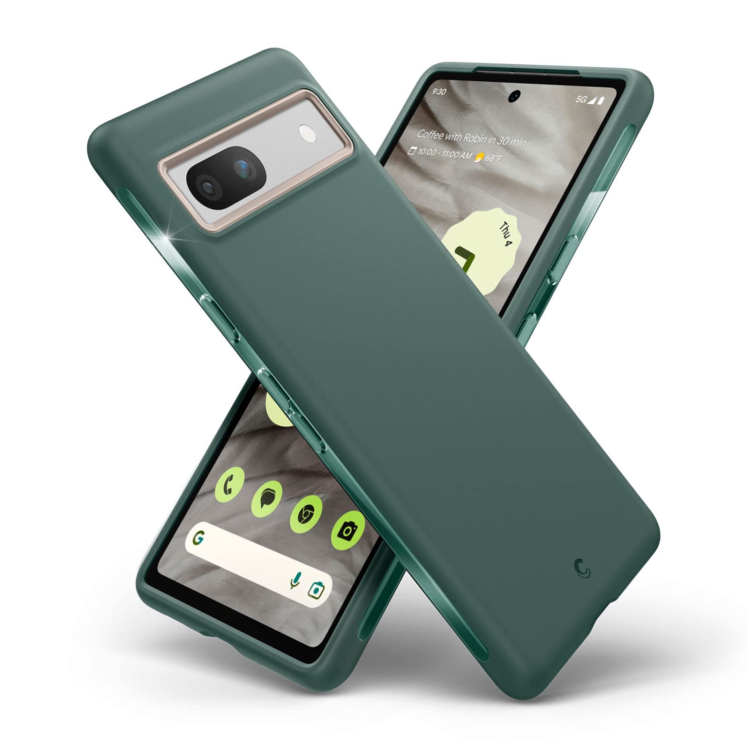 Ultra couleur compatible avec l’étui 5G pour Pixel 7a de Google, TPU résistant à la poussière avec anneau protecteur pour PC - chou frisé