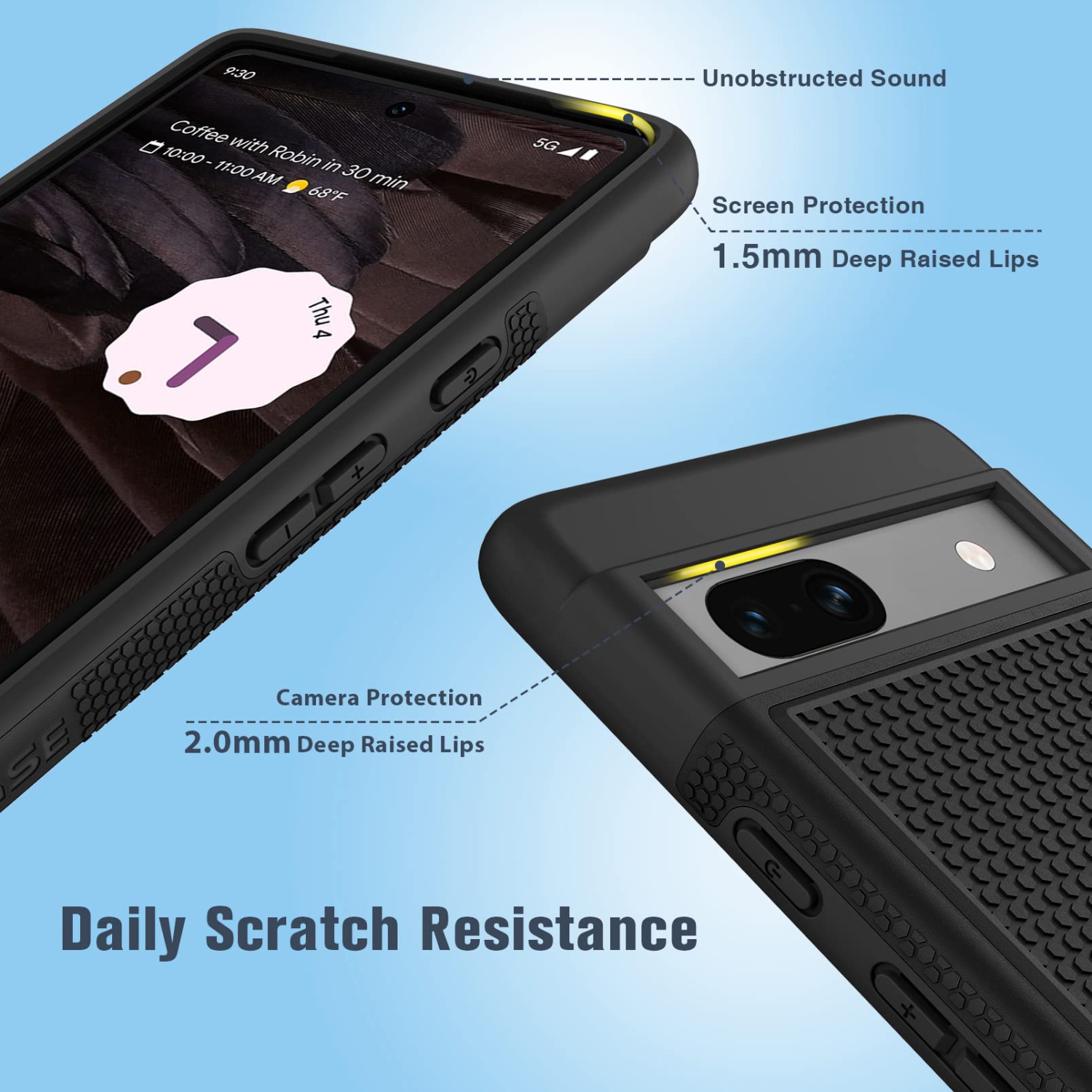 Pour l’étui antichoc pour Pixel 7a de Google : Étui robuste double couche pour téléphone cellulaire robuste avec dos antidérapant texturé -