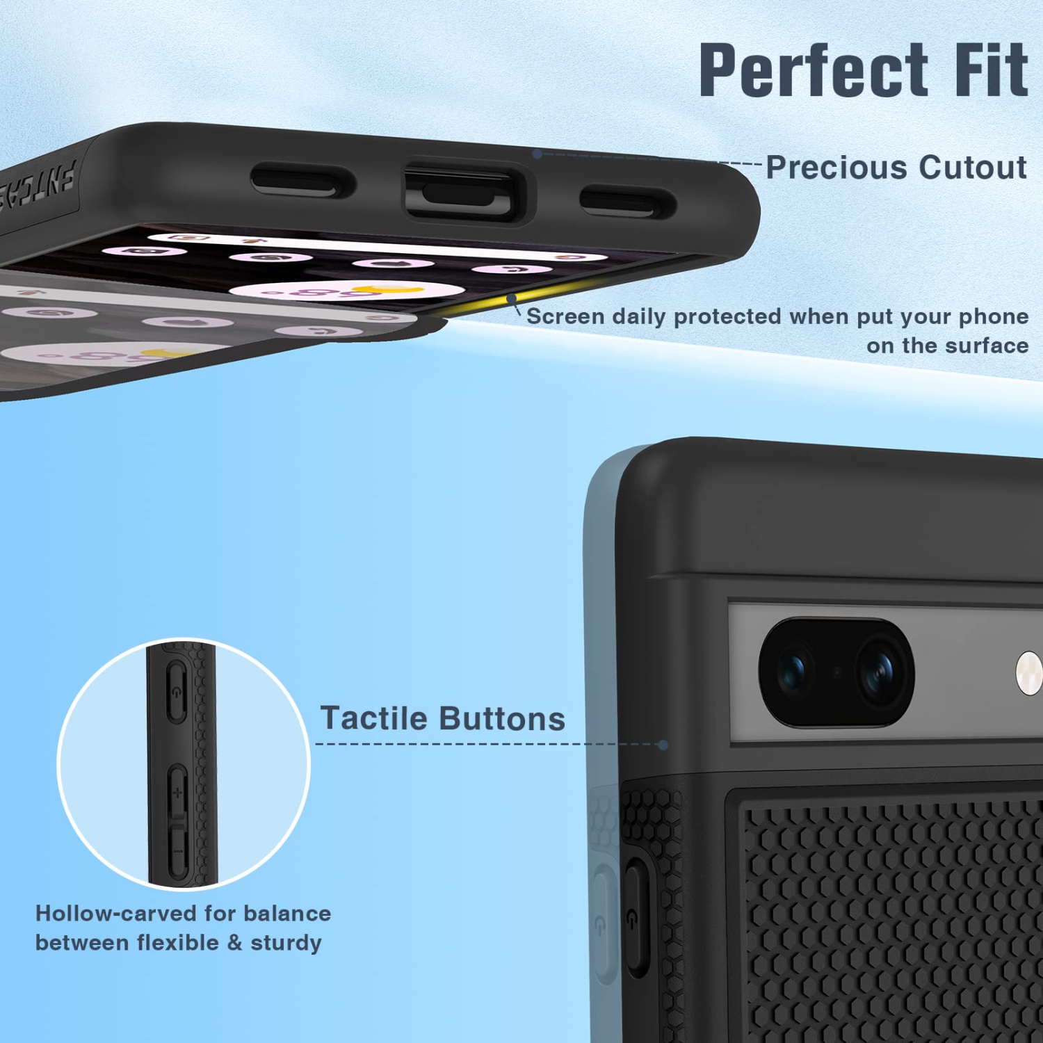 Pour l’étui antichoc pour Pixel 7a de Google : Étui robuste double couche pour téléphone cellulaire robuste avec dos antidérapant texturé -