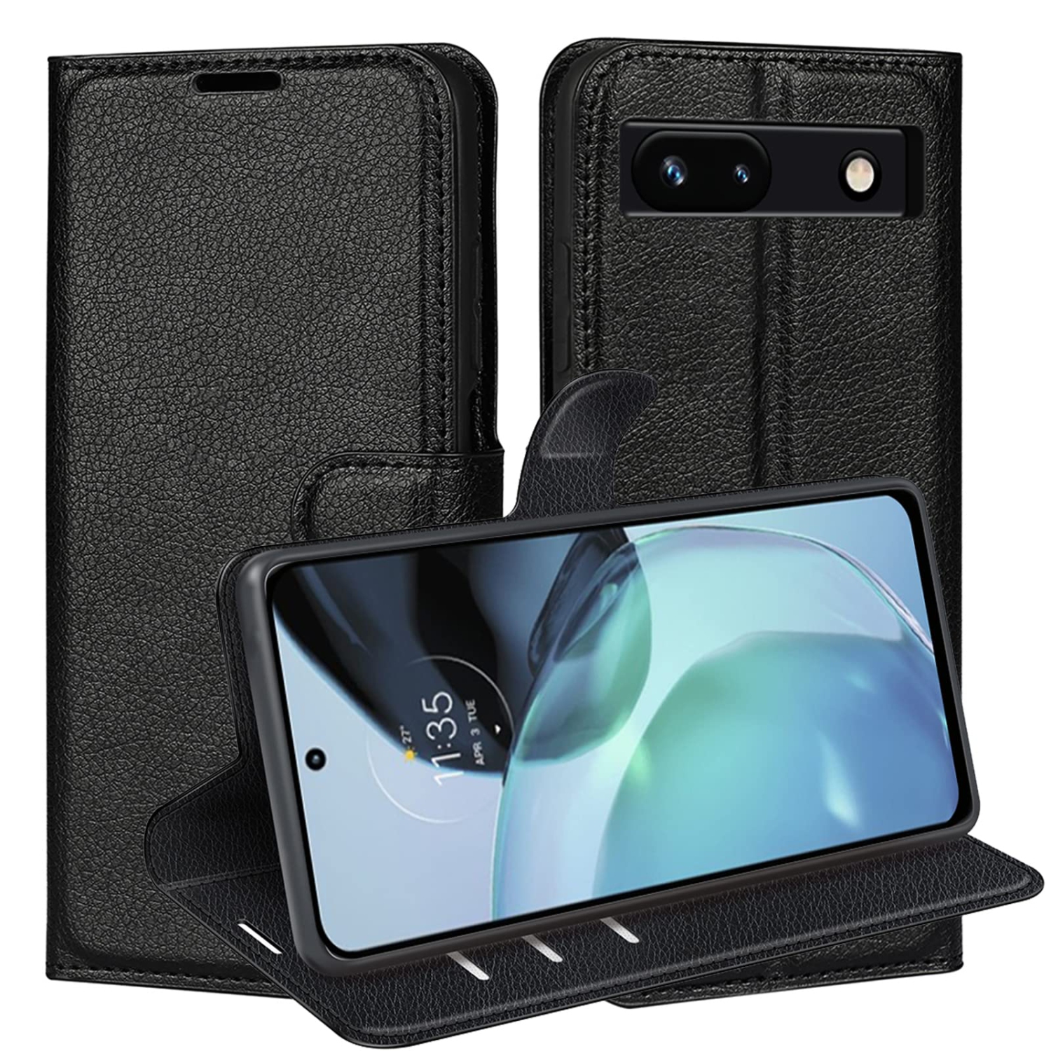 Étui portefeuille en cuir polyuréthane rétro protection complète pour Pixel 7A de Google, étui folio pliable, fermoir magnétique, rabat, fentes pour