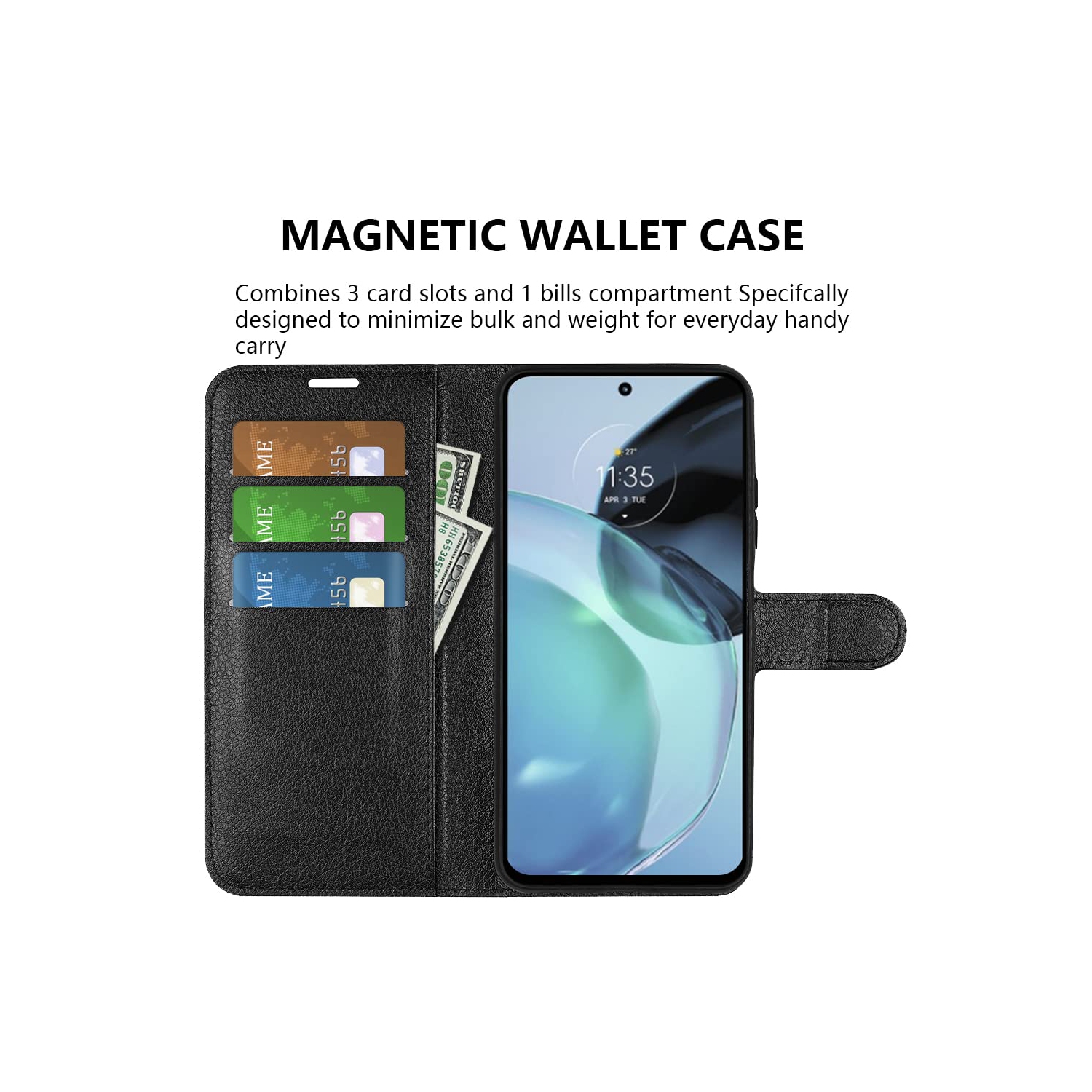 Étui portefeuille en cuir polyuréthane rétro protection complète pour Pixel 7A de Google, étui folio pliable, fermoir magnétique, rabat, fentes pour