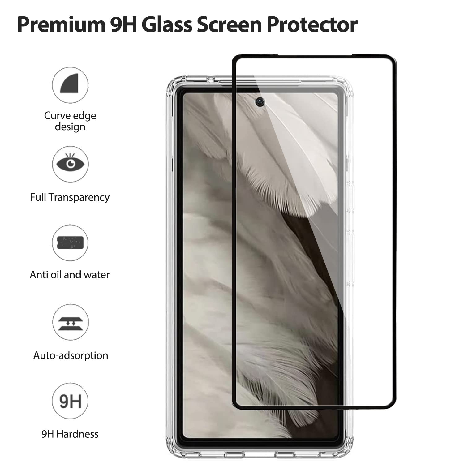 Pixel 7A Case, Crystal Clear Case for Google Pixel 7A, Drop Ptotection and Full Body Transparent Cover Ultra Thin Slim fit with 9H Glass Screen