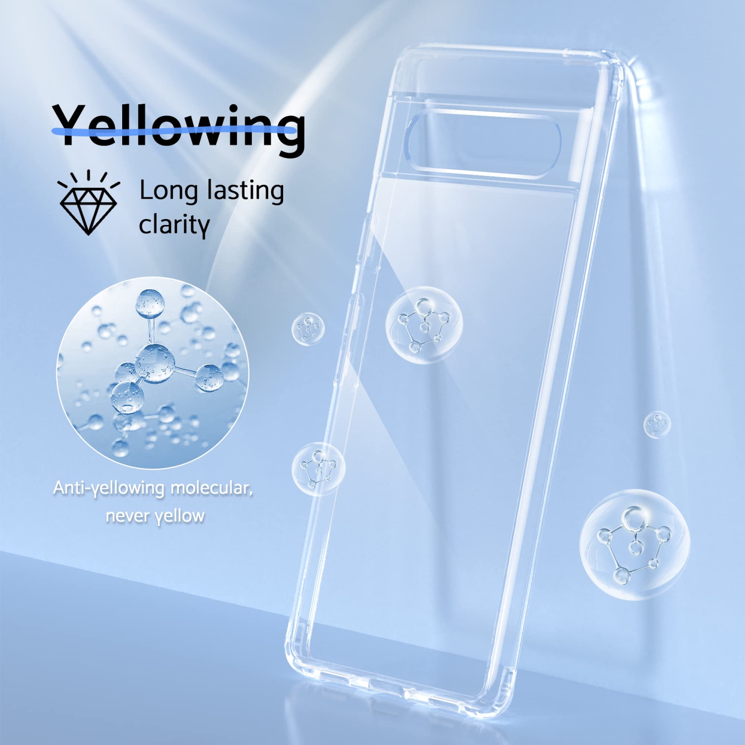 Google Pixel 7A Étui protecteur antichoc, anti-jaunissement, 15 pi, silicone, souple, mince, silicone, compatible avec Google Pixel 7A, 6.1 po,