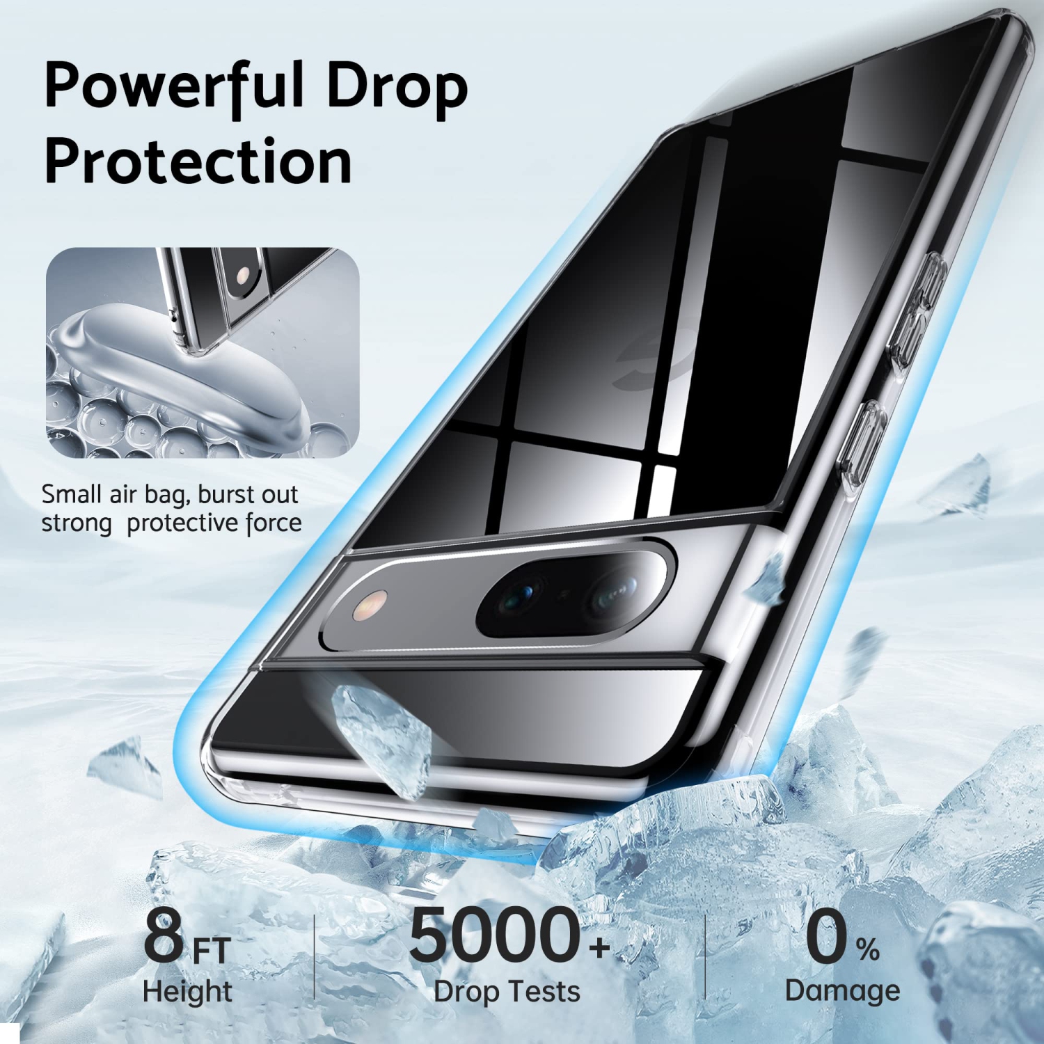 Google Pixel 7A Étui protecteur antichoc, anti-jaunissement, 15 pi, silicone, souple, mince, silicone, compatible avec Google Pixel 7A, 6.1 po,