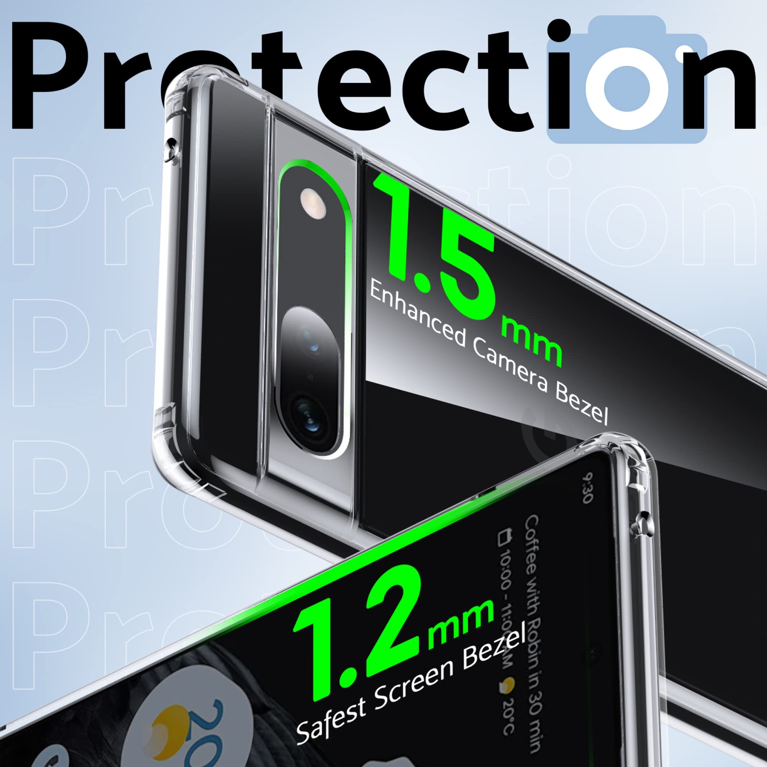 Google Pixel 7A Étui protecteur antichoc, anti-jaunissement, 15 pi, silicone, souple, mince, silicone, compatible avec Google Pixel 7A, 6.1 po,