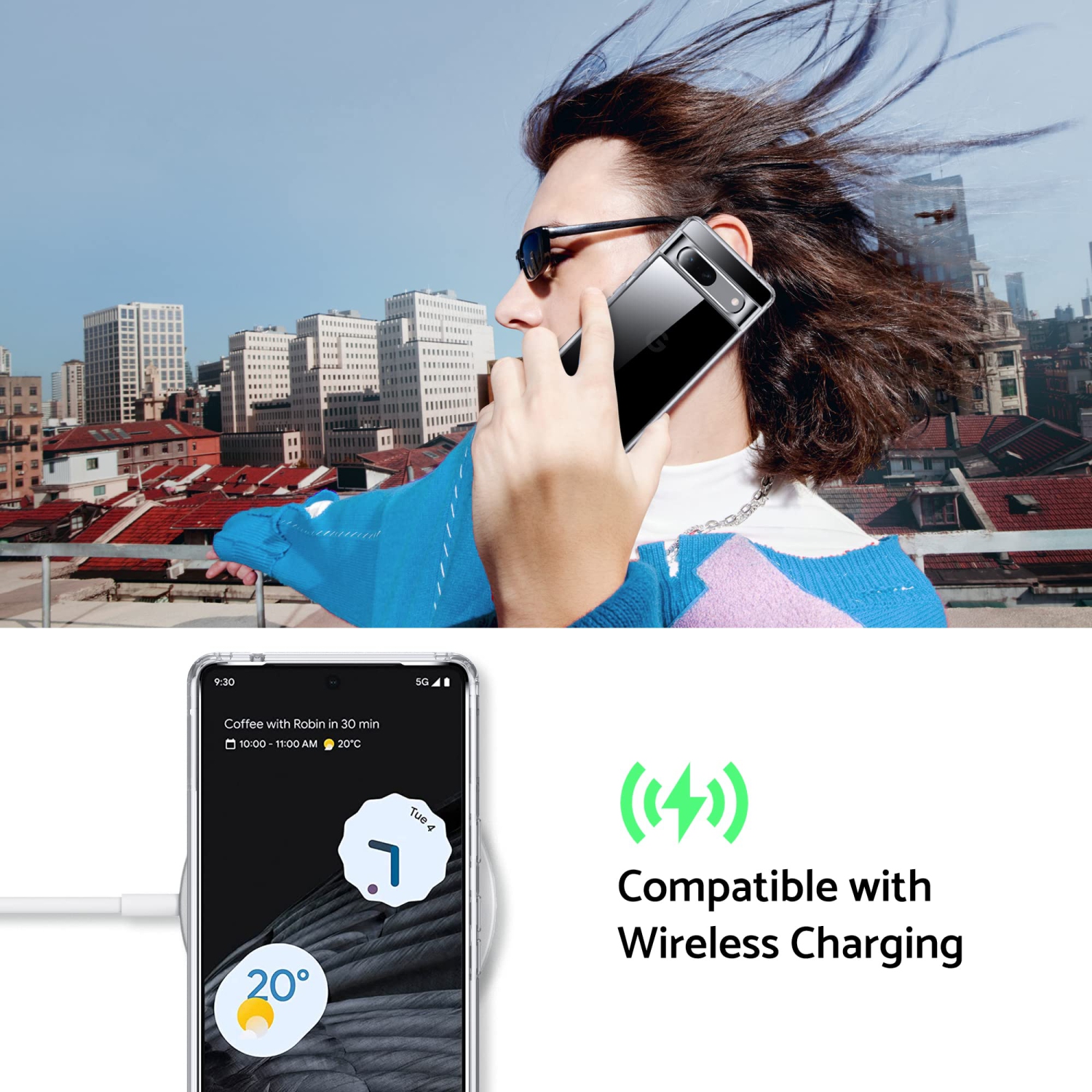 Google Pixel 7A Étui protecteur antichoc, anti-jaunissement, 15 pi, silicone, souple, mince, silicone, compatible avec Google Pixel 7A, 6.1 po,