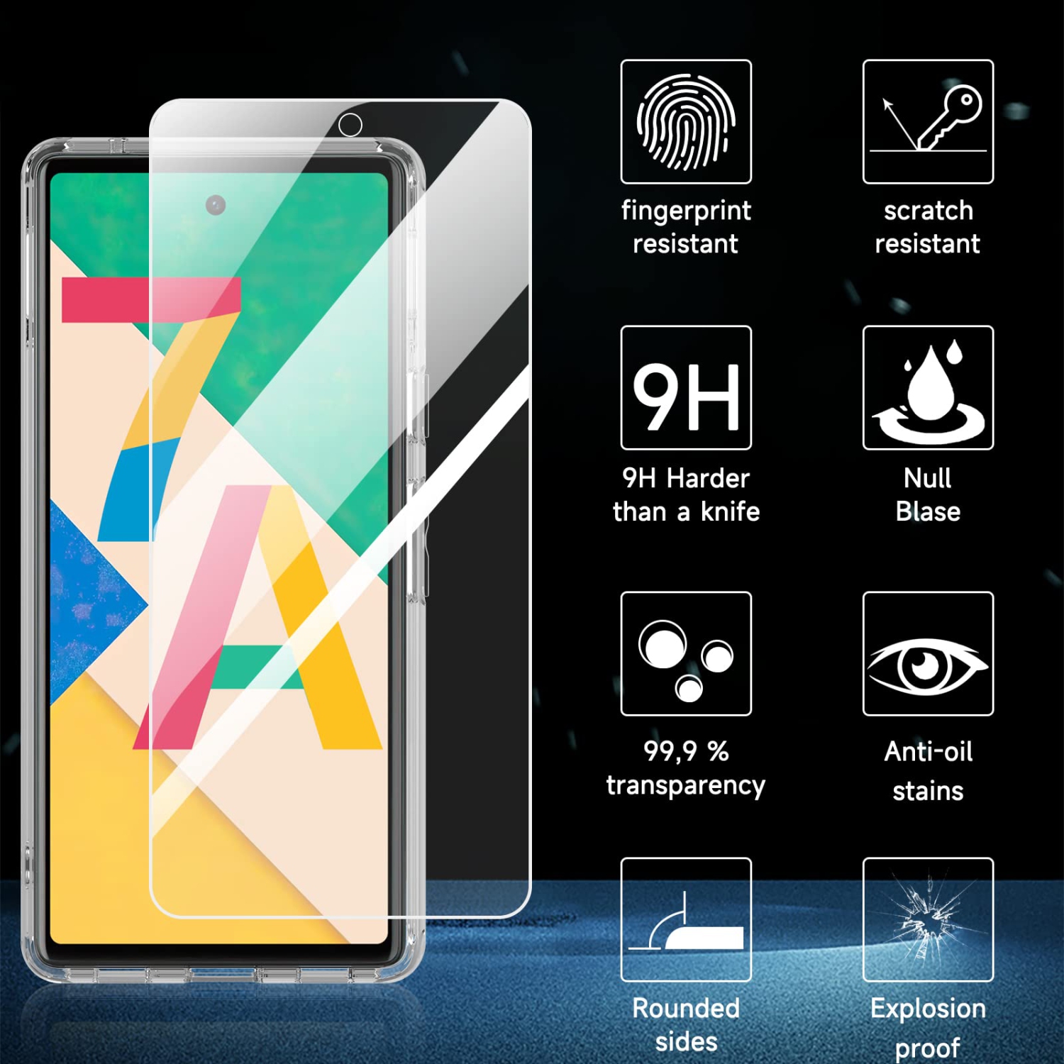 Étui pour Pixel 7a de Google avec protecteur d’écran en verre trempé, étui robuste, antichoc, transparent et robuste pour Pixel 7a 5G, 6,1 po et