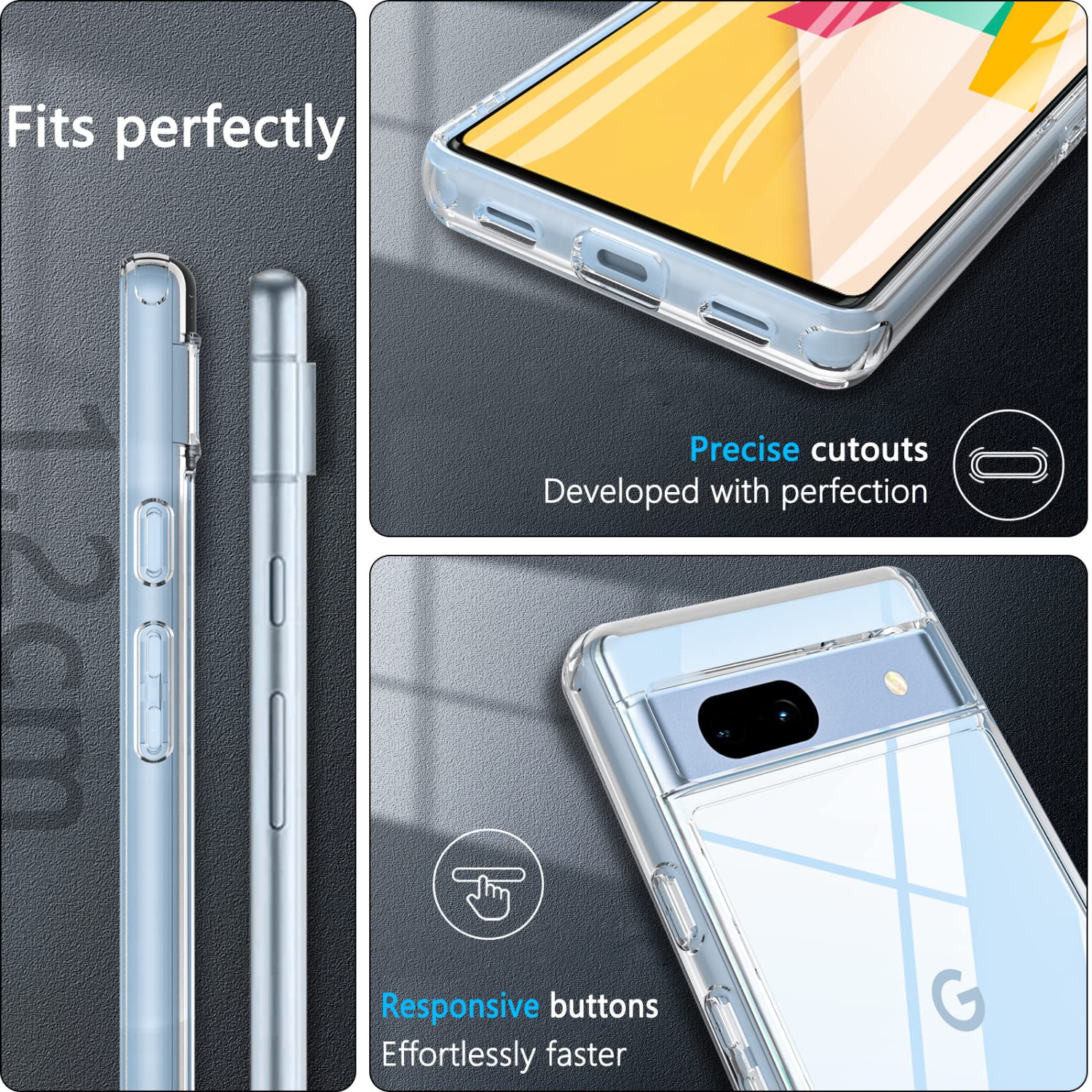 Étui pour Pixel 7a de Google avec protecteur d’écran en verre trempé, étui robuste, antichoc, transparent et robuste pour Pixel 7a 5G, 6,1 po et