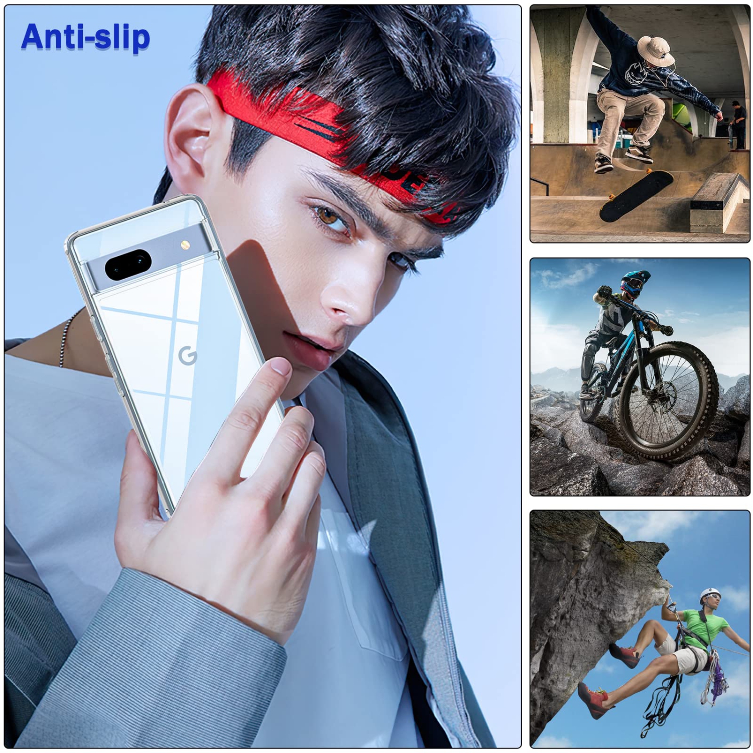 Étui pour Pixel 7a de Google avec protecteur d’écran en verre trempé, étui robuste, antichoc, transparent et robuste pour Pixel 7a 5G, 6,1 po et