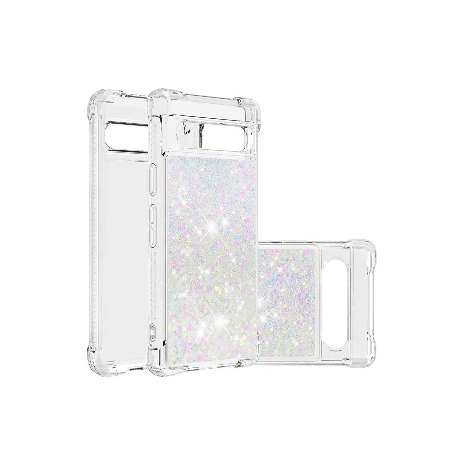 Étui brillant Pixel 7A de Google pour femmes Moving Liquid Glitter étui silicone protection anti-rayures pour Pixel 7A de Google-Love coloré YB
