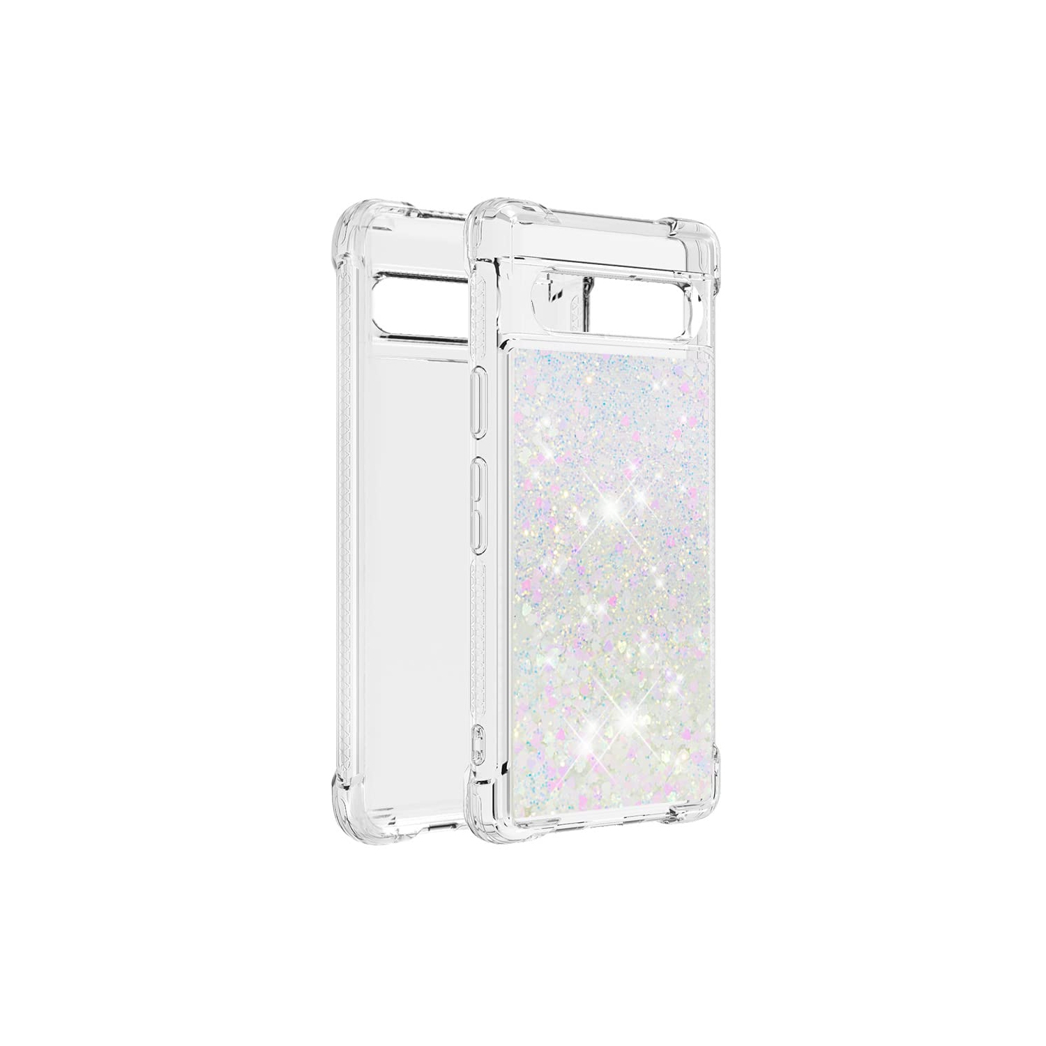 Étui brillant Pixel 7A de Google pour femmes Moving Liquid Glitter étui silicone protection anti-rayures pour Pixel 7A de Google-Love coloré YB