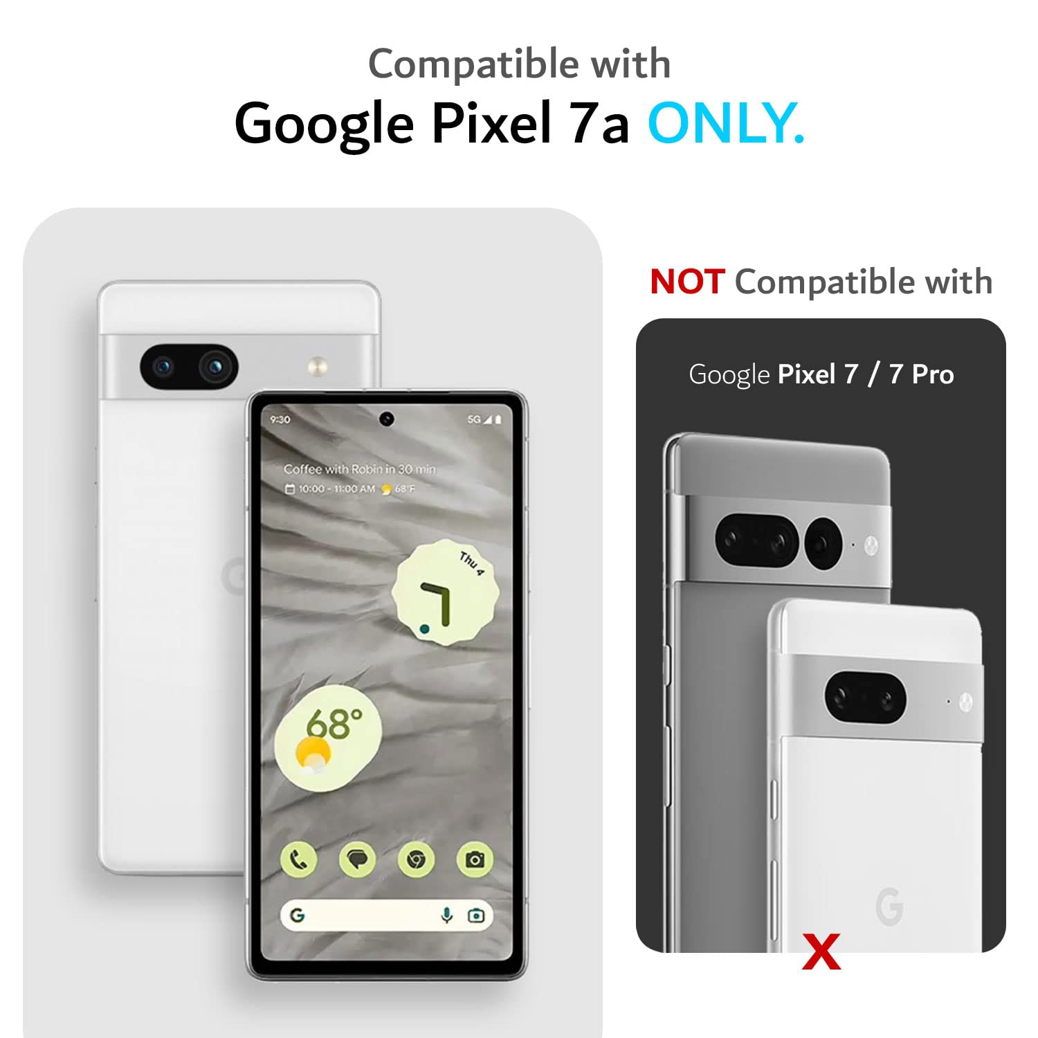 Prise DualShield conçue pour l’étui pour Pixel 7a de Google, étui protecteur robuste et antichoc à double couche MergeGrip de qualité militaire pour