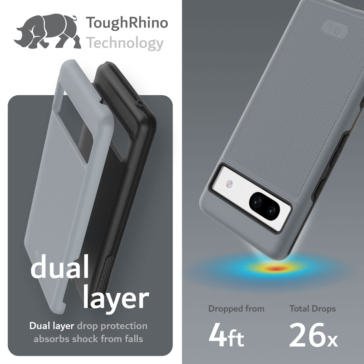 Prise DualShield conçue pour l’étui pour Pixel 7a de Google, étui protecteur robuste et antichoc à double couche MergeGrip de qualité militaire pour