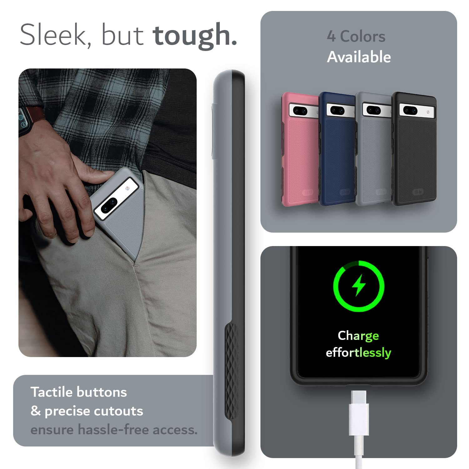 Prise DualShield conçue pour l’étui pour Pixel 7a de Google, étui protecteur robuste et antichoc à double couche MergeGrip de qualité militaire pour