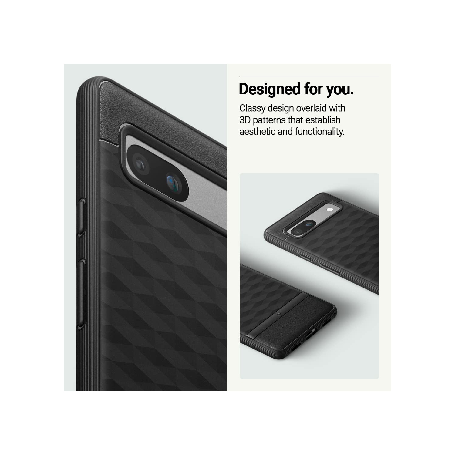 Étui ergonomique amélioré testé contre les chutes de qualité militaire pour Pixel 7a 5G de Google - Noir mat