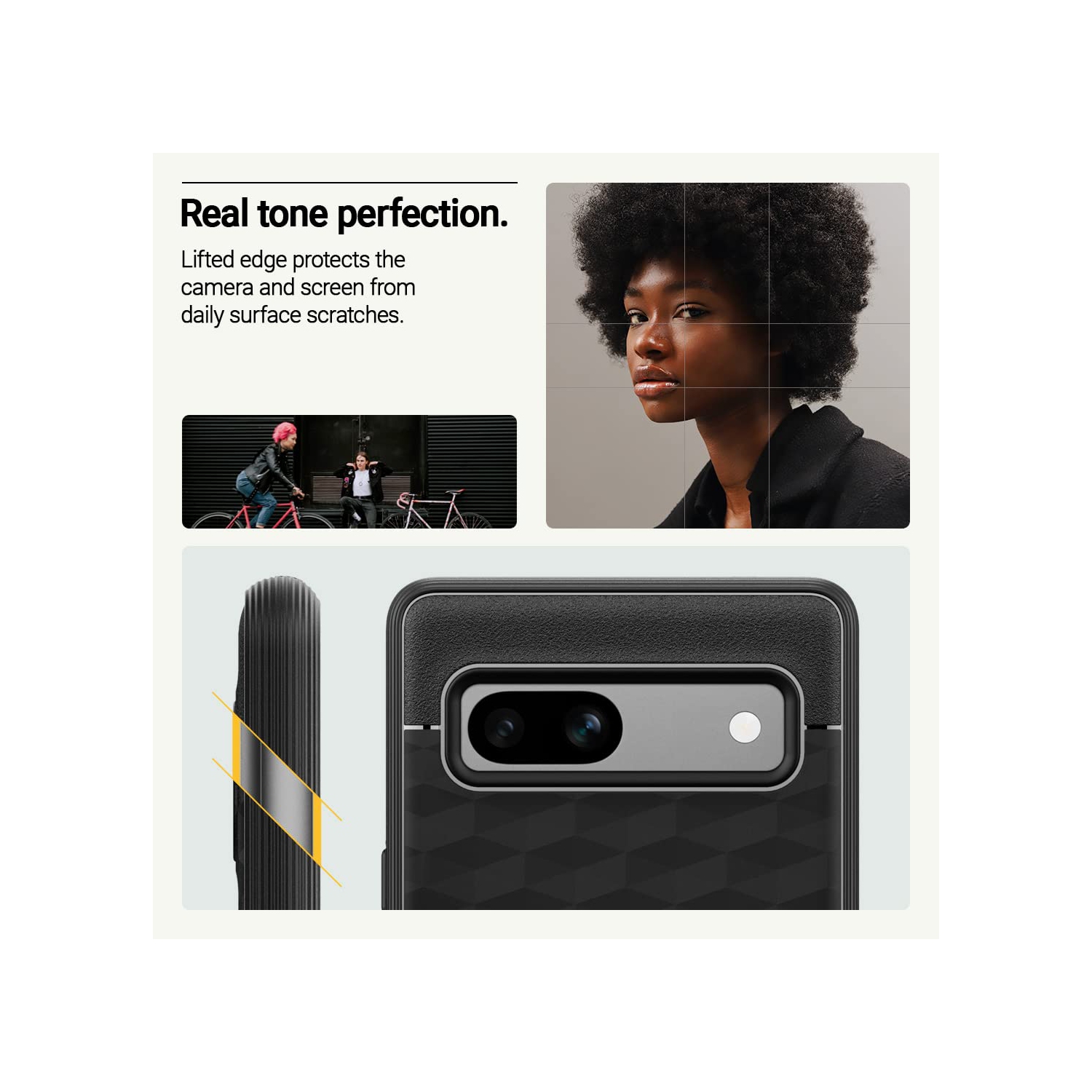 Étui ergonomique amélioré testé contre les chutes de qualité militaire pour Pixel 7a 5G de Google - Noir mat