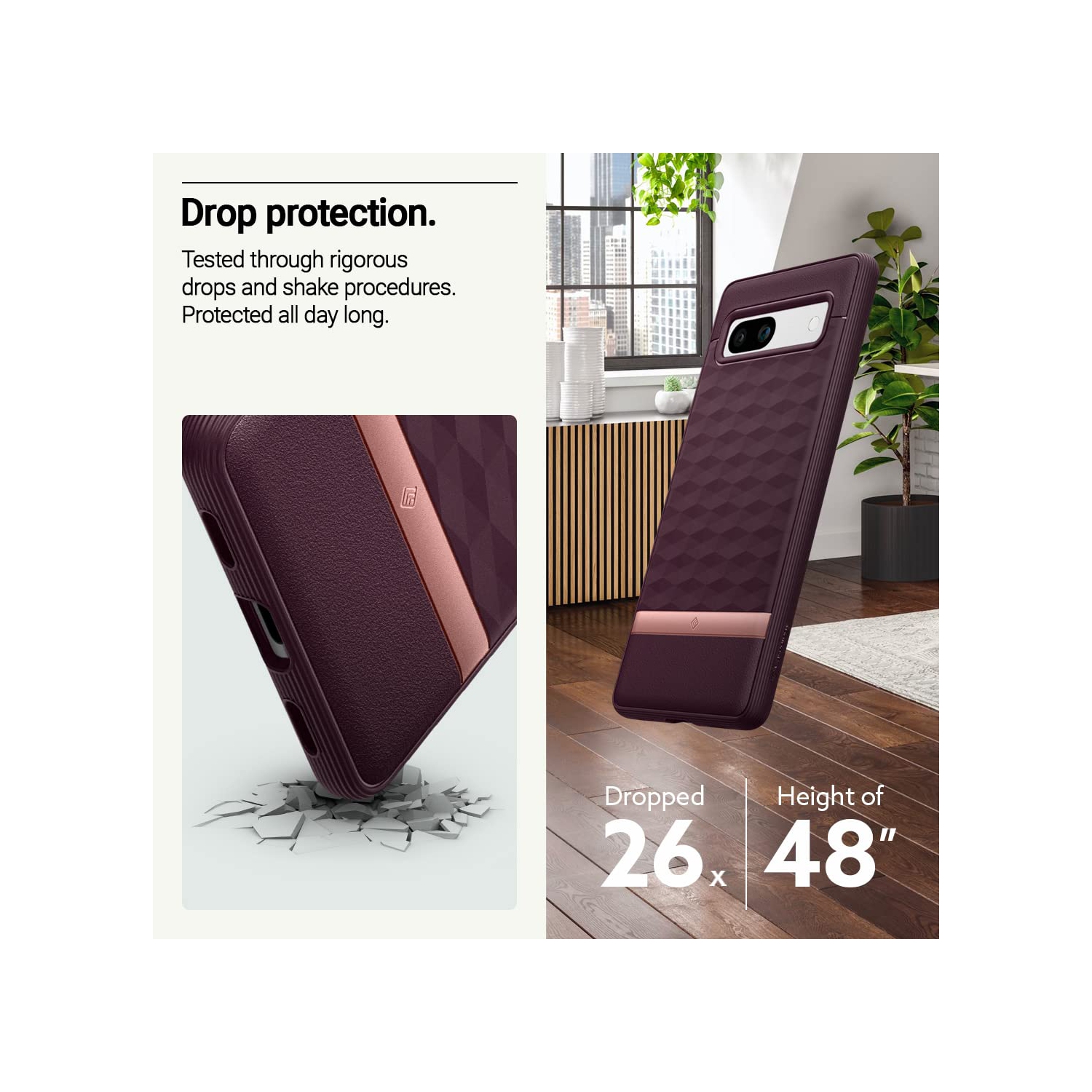 Étui ergonomique amélioré testé contre les chutes de qualité militaire pour Pixel 7a 5G de Google - Bourgogne