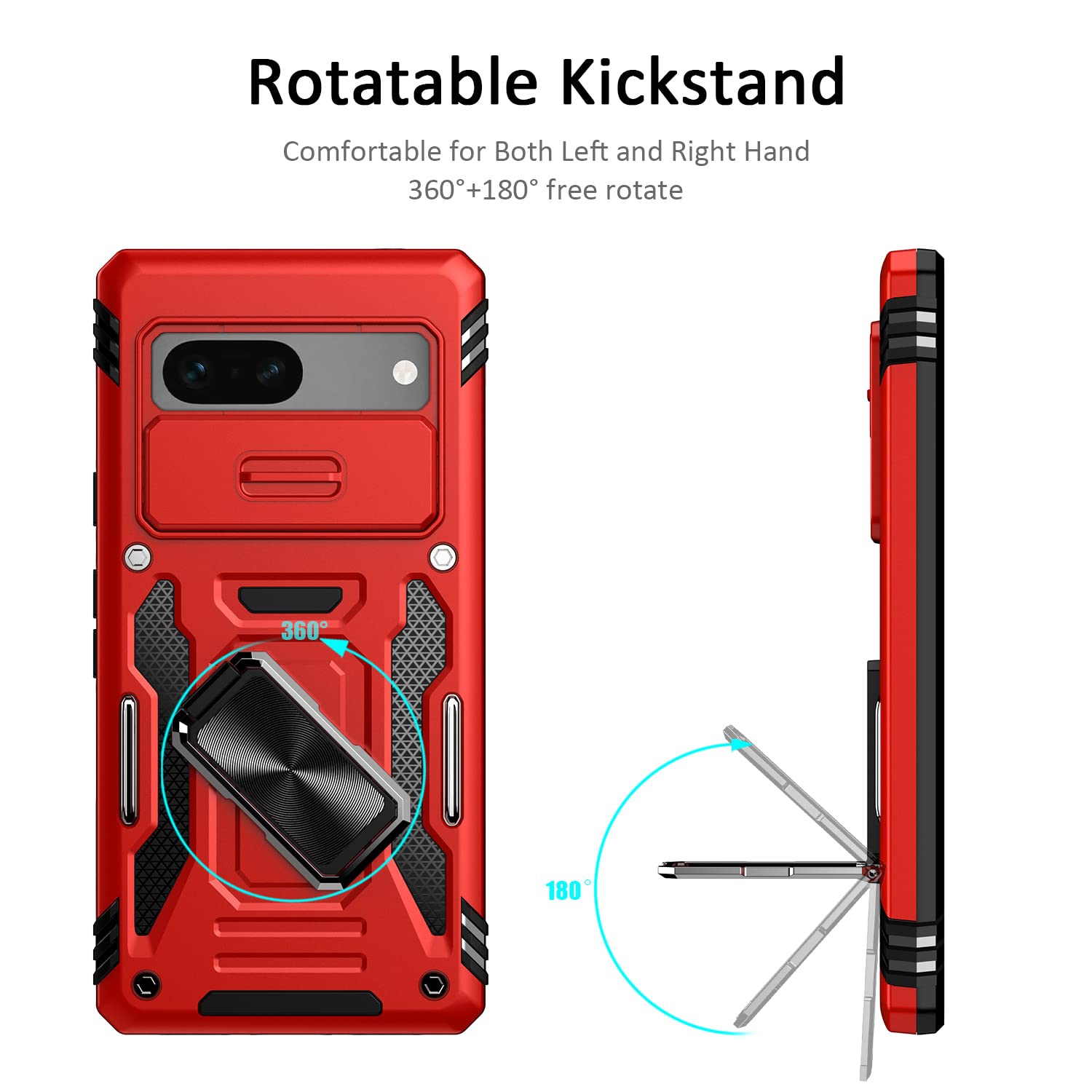 Étui téléphone Galaxy 7A de Google avec étui protecteur robuste béquille rotation/béquille pour Pixel 7A de Google