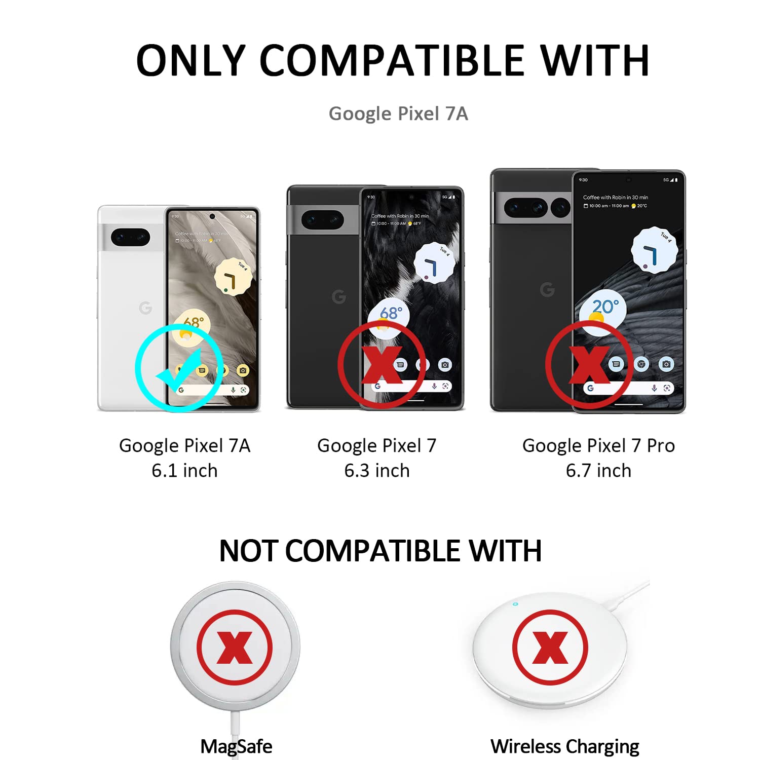 Étui téléphone Galaxy 7A de Google avec étui protecteur robuste béquille rotation/béquille pour Pixel 7A de Google