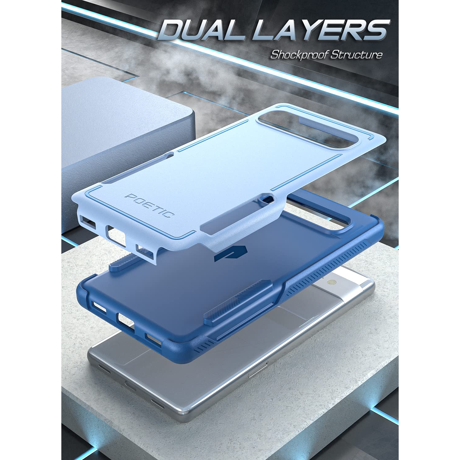 Étui de protection robuste, robuste, légère, antichoc, mince et robuste, double couche, protection contre les chutes, série Neon pour Pixel 7A de