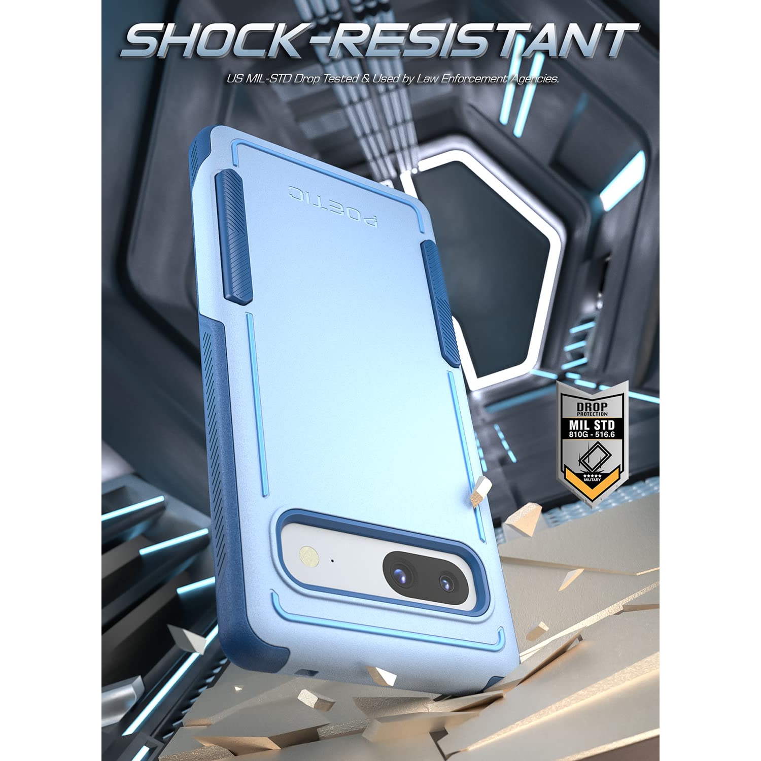 Étui de protection robuste, robuste, légère, antichoc, mince et robuste, double couche, protection contre les chutes, série Neon pour Pixel 7A de