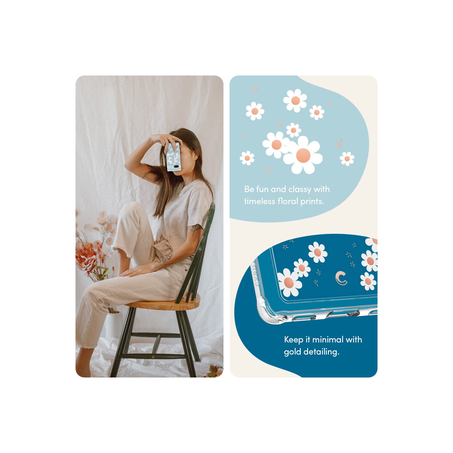 Compatible avec l’étui 5G pour Pixel 7a de Google, transparent avec cute Floral Design for Women, Slim Fit Profile - White Daisy