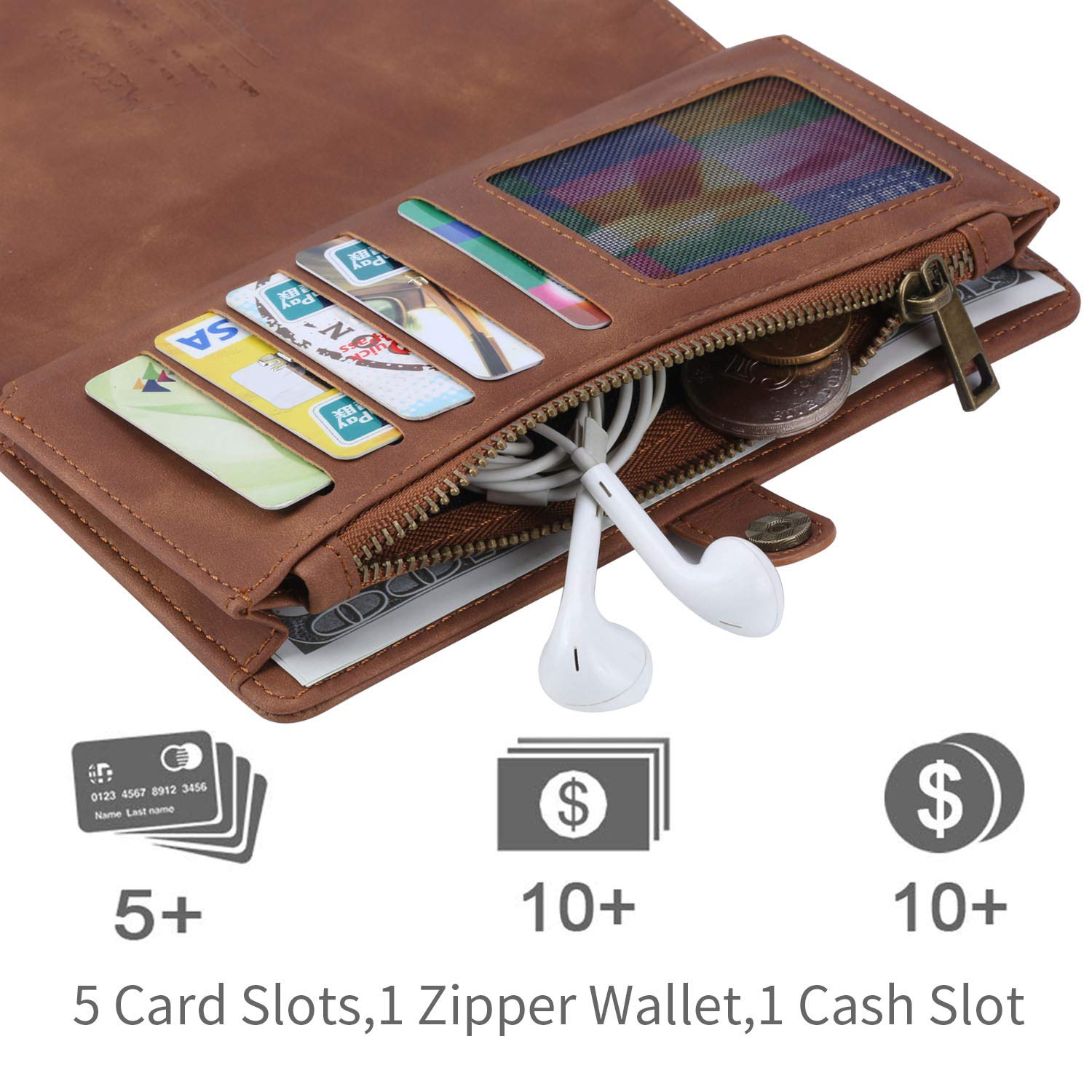 Google Pixel 7A Wallet case,Google Pixel 7A Flip Leather case Card Slots Holder Zipper Purse Detachable Magnetic Cover Hand Strap Cash Pocket Pouch