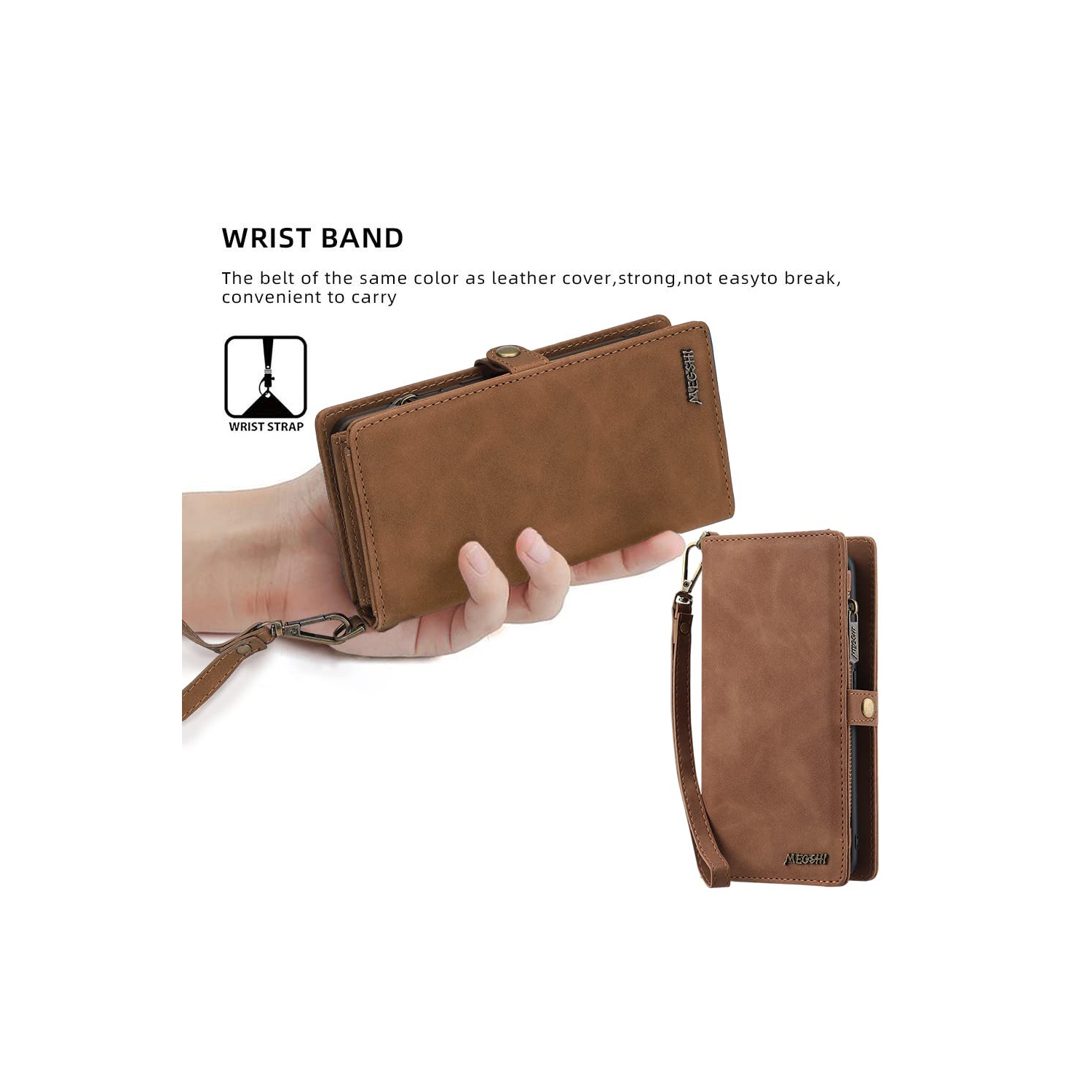 Google Pixel 7A Wallet case,Google Pixel 7A Flip Leather case Card Slots Holder Zipper Purse Detachable Magnetic Cover Hand Strap Cash Pocket Pouch