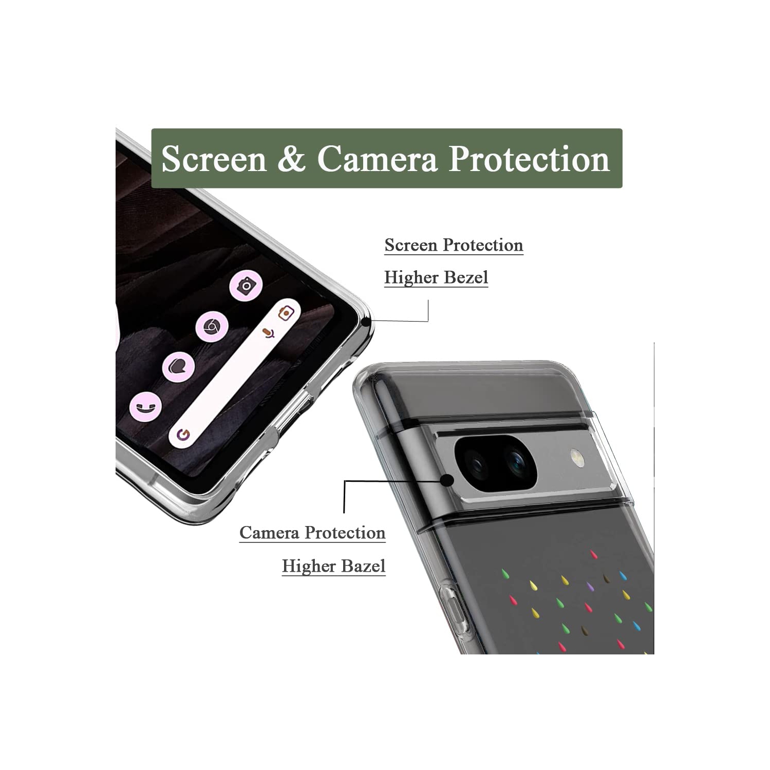 Étui compatible avec le Pixel 7a Clear avec le Design souple TPU absorbant les chocs mince arrière protecteur motif en relief pour Pixel 7a 5G de 6.1