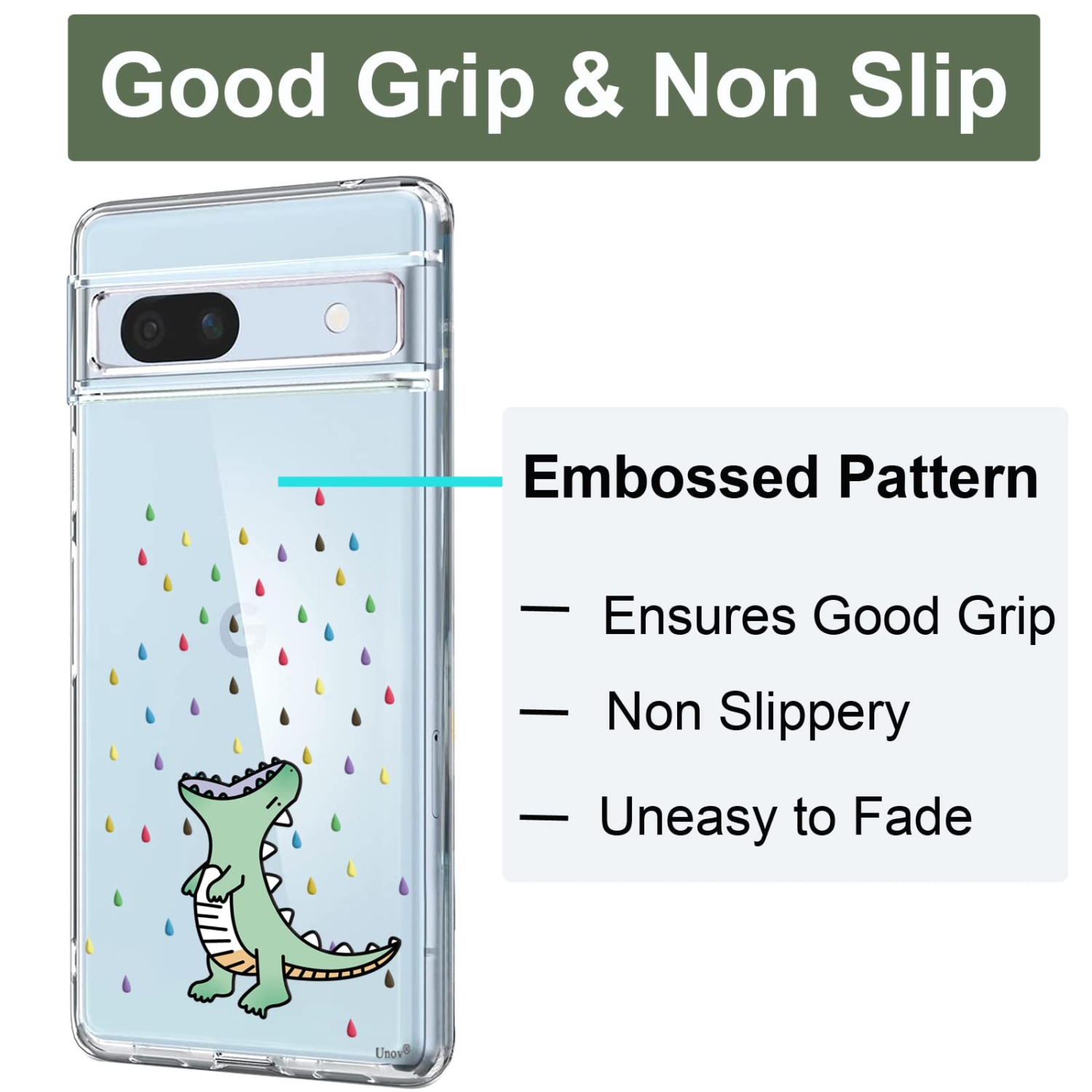 Étui compatible avec le Pixel 7a Clear avec le Design souple TPU absorbant les chocs mince arrière protecteur motif en relief pour Pixel 7a 5G de 6.1